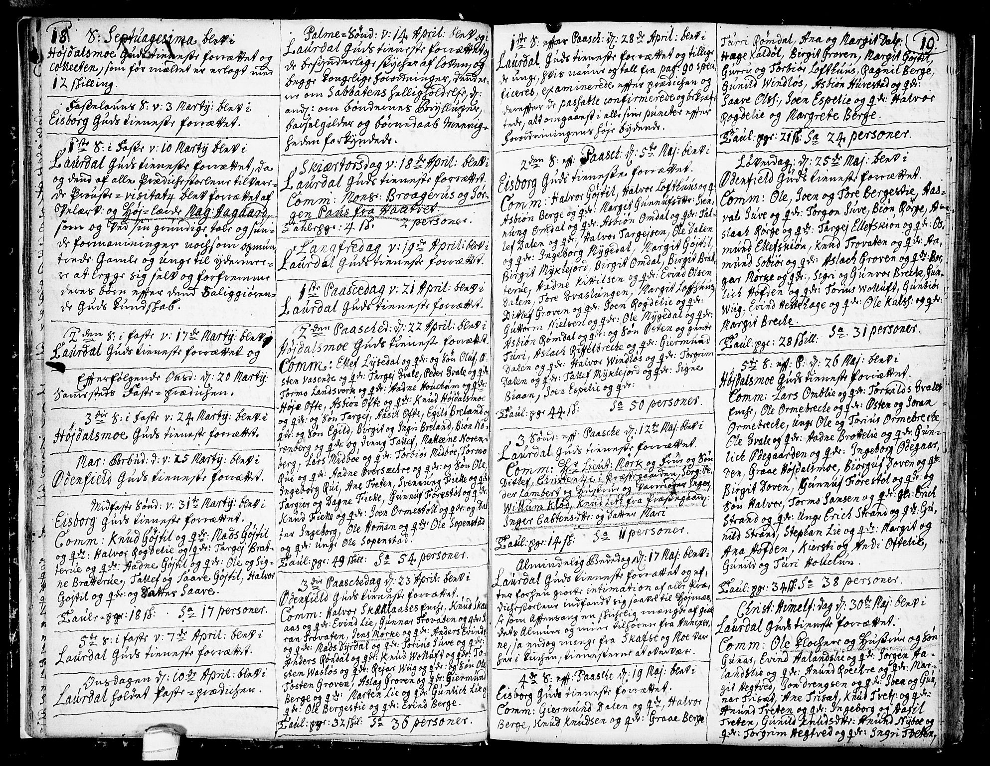 Lårdal kirkebøker, SAKO/A-284/F/Fa/L0002: Parish register (official) no. I 2, 1734-1754, p. 18-19