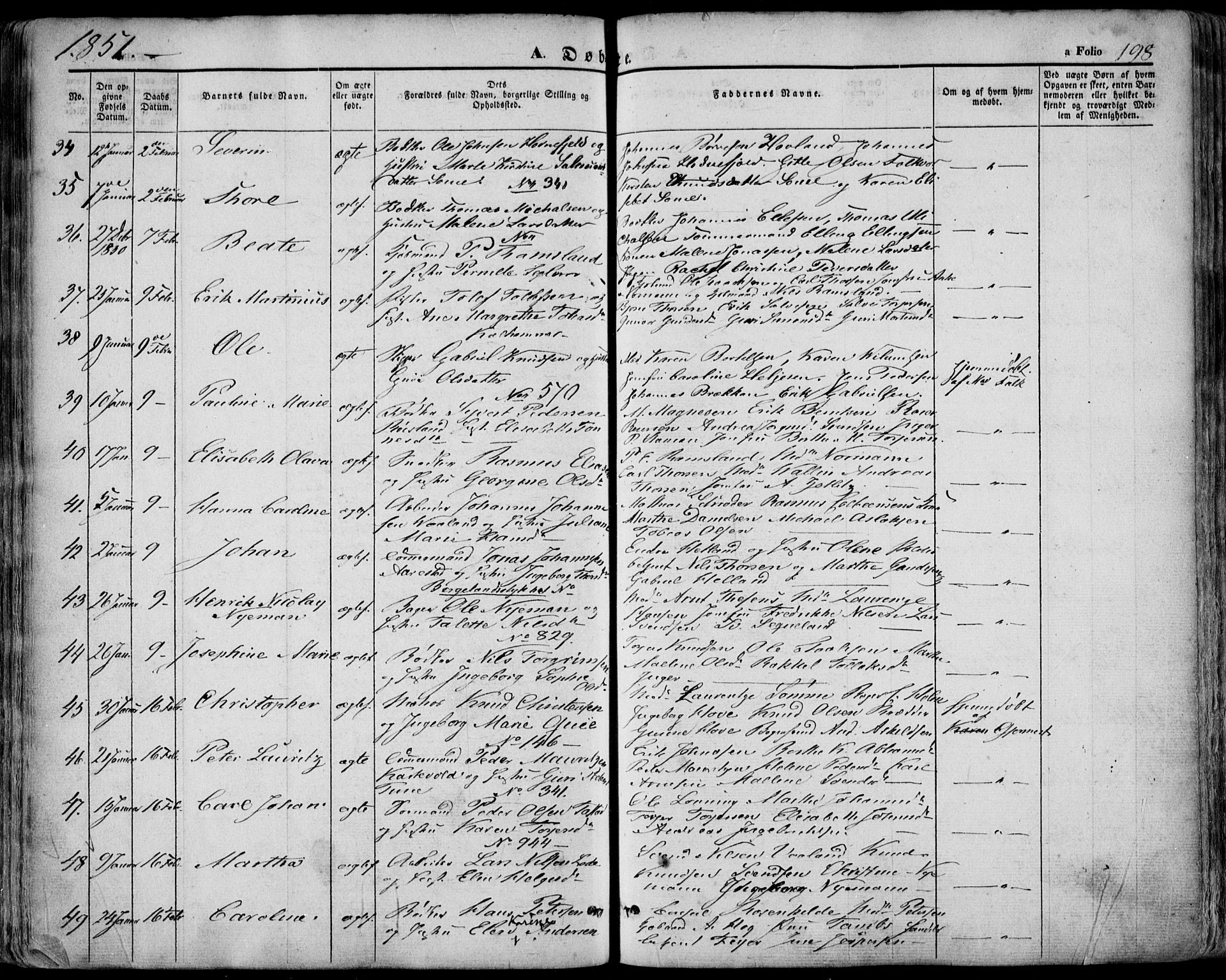 Domkirken sokneprestkontor, AV/SAST-A-101812/001/30/30BA/L0016: Parish register (official) no. A 15, 1844-1854, p. 198