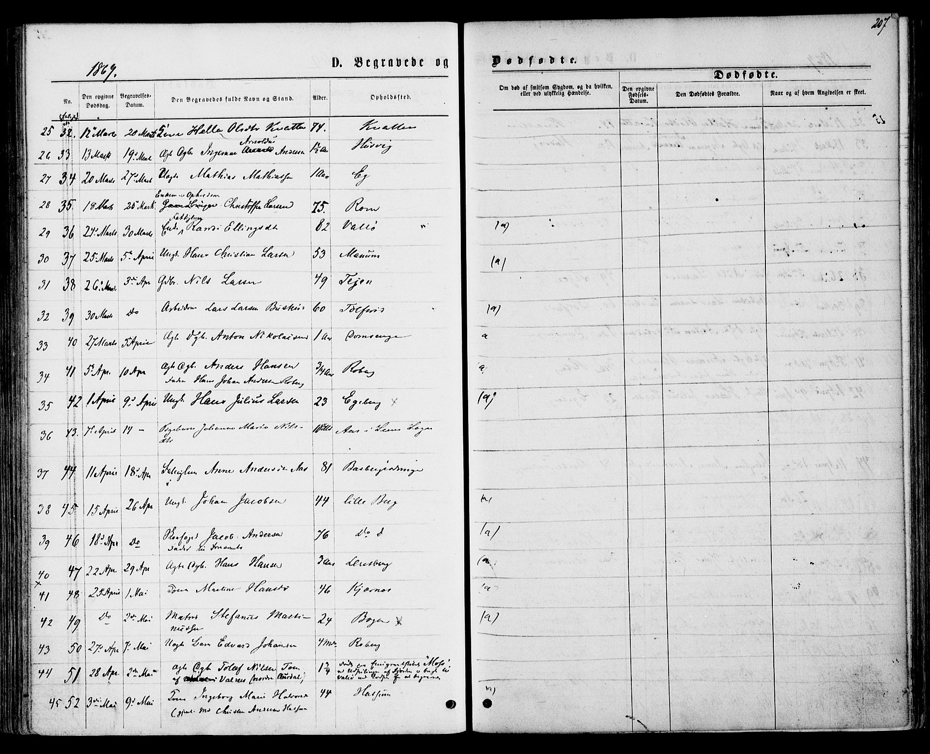 Sem kirkebøker, AV/SAKO-A-5/F/Fa/L0008: Parish register (official) no. I 8, 1866-1873, p. 207