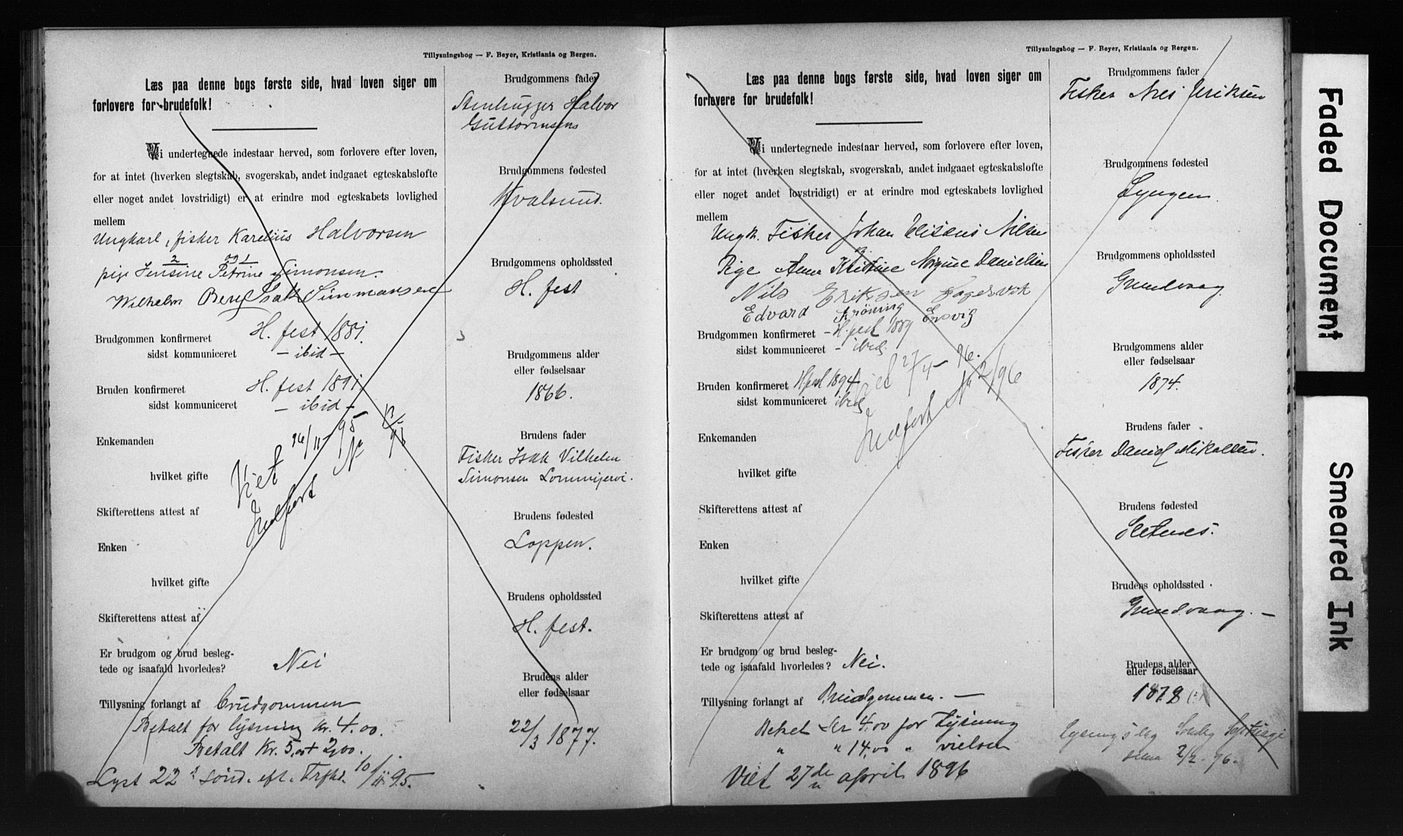 Hammerfest sokneprestkontor, SATØ/S-1347/I/Ib/L0070/0003: Banns register no. 70, 1893-1896