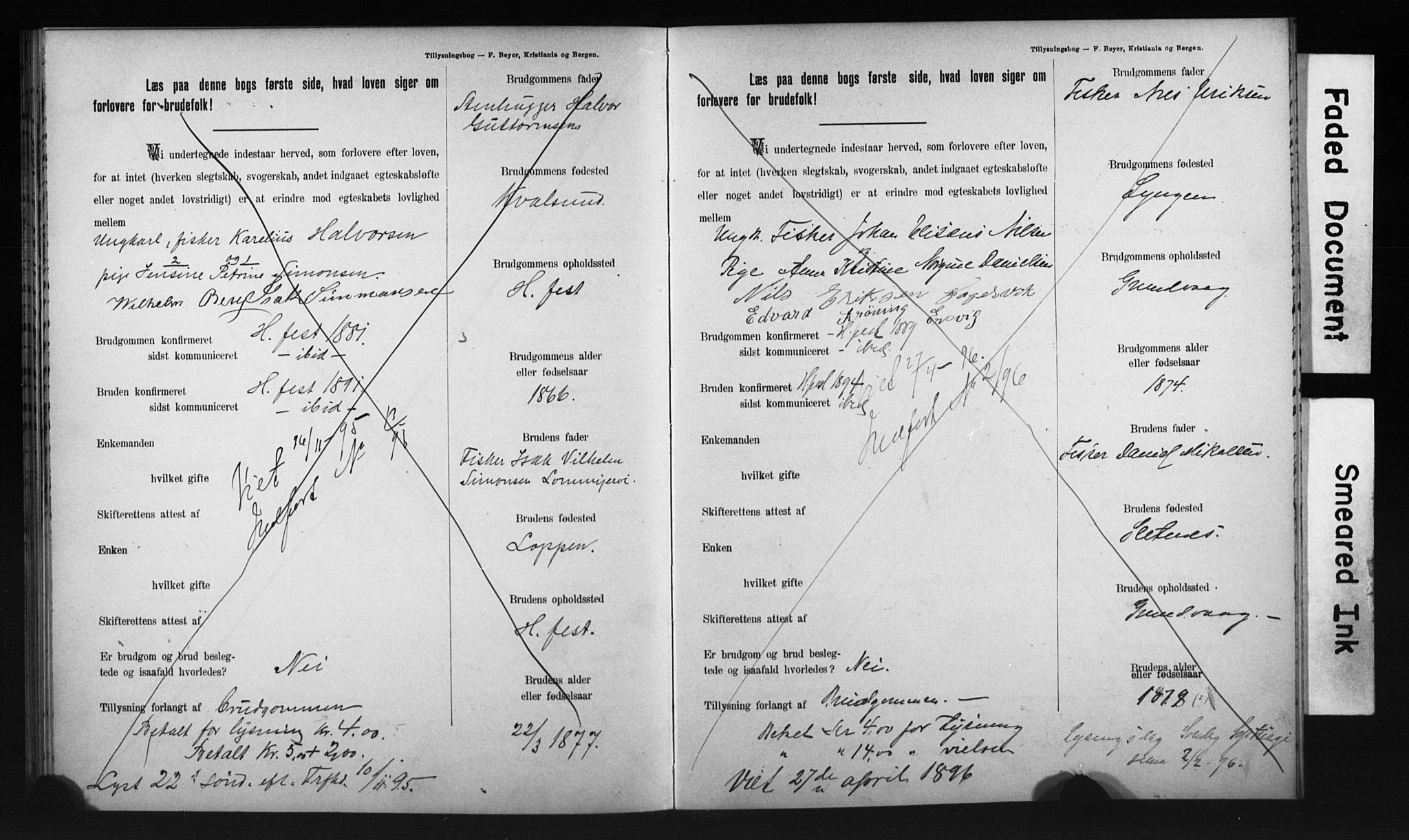 Hammerfest sokneprestkontor, AV/SATØ-S-1347/I/Ib/L0070/0003: Banns register no. 70.3, 1893-1896