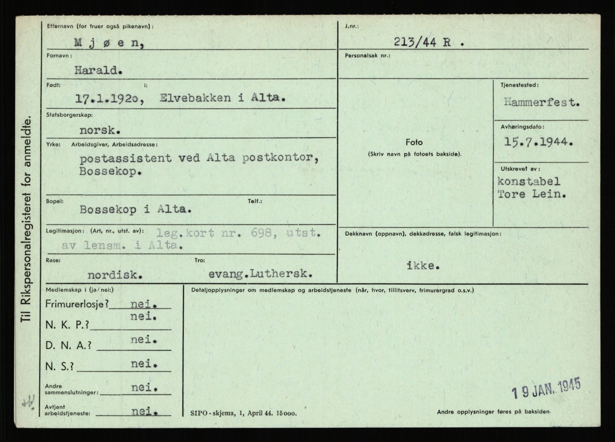 Statspolitiet - Hovedkontoret / Osloavdelingen, AV/RA-S-1329/C/Ca/L0010: Lind - Moksnes, 1943-1945, p. 4317