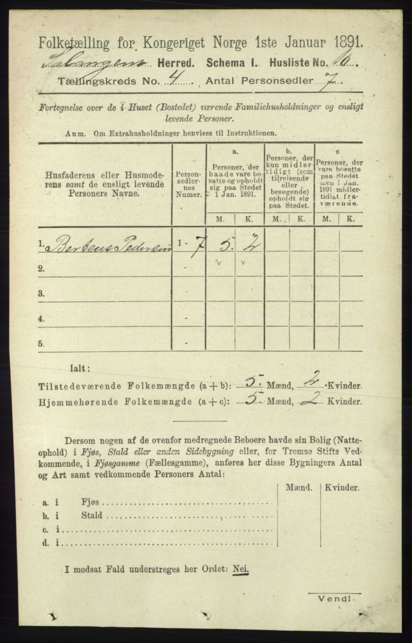 RA, 1891 census for 1921 Salangen, 1891, p. 1747