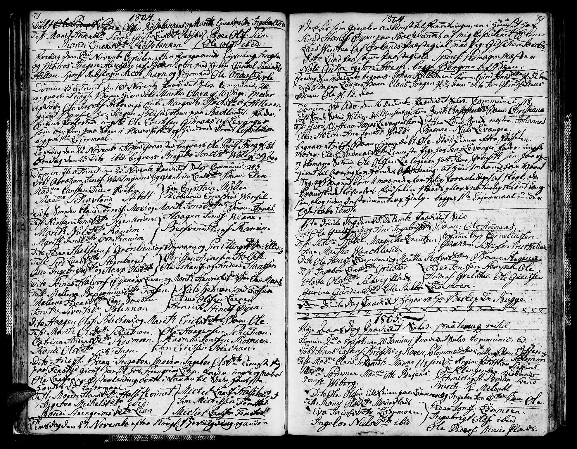 Ministerialprotokoller, klokkerbøker og fødselsregistre - Sør-Trøndelag, SAT/A-1456/604/L0181: Parish register (official) no. 604A02, 1798-1817, p. 74-75