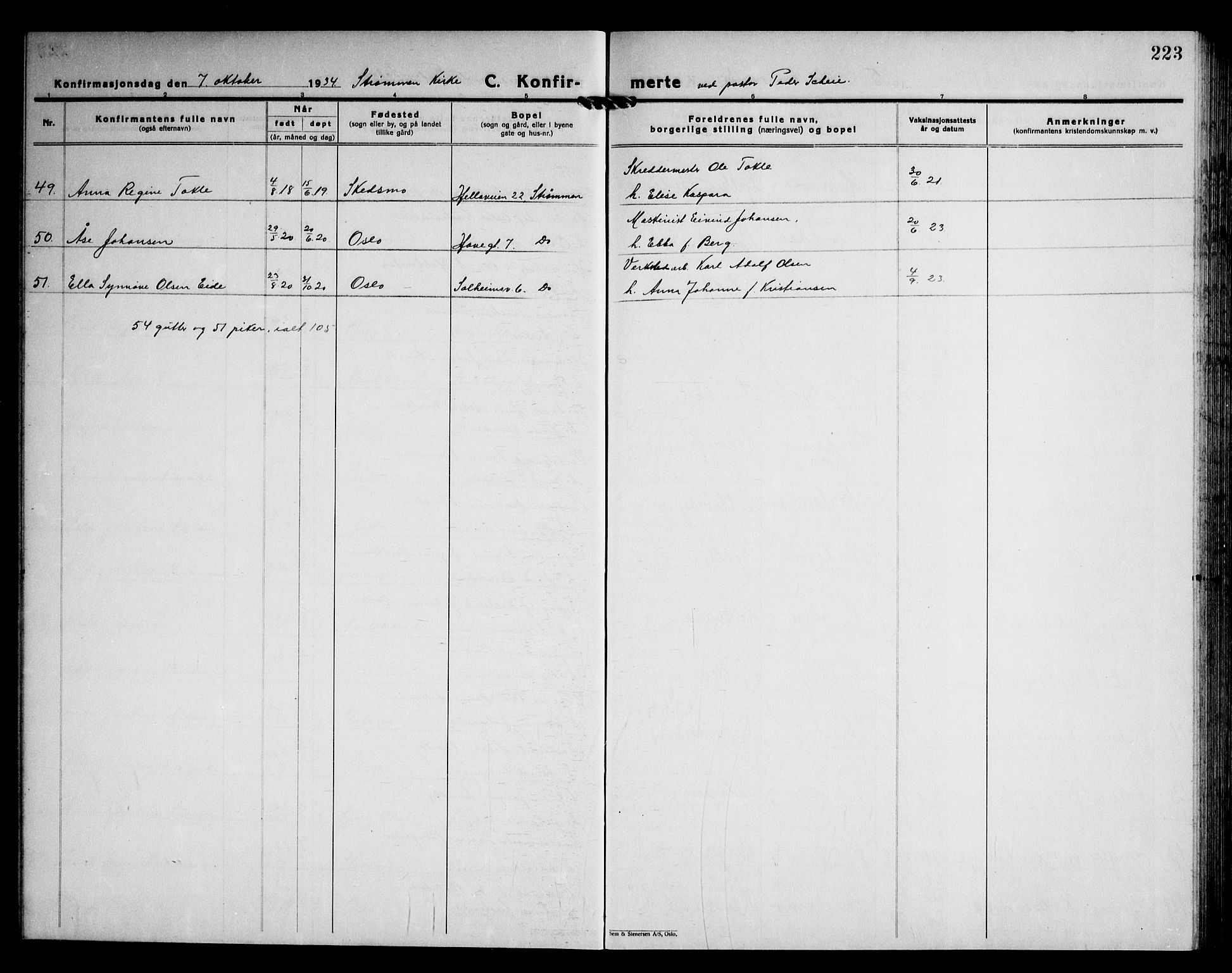 Skedsmo prestekontor Kirkebøker, AV/SAO-A-10033a/G/Ga/L0007: Parish register (copy) no. I 7, 1926-1945, p. 223
