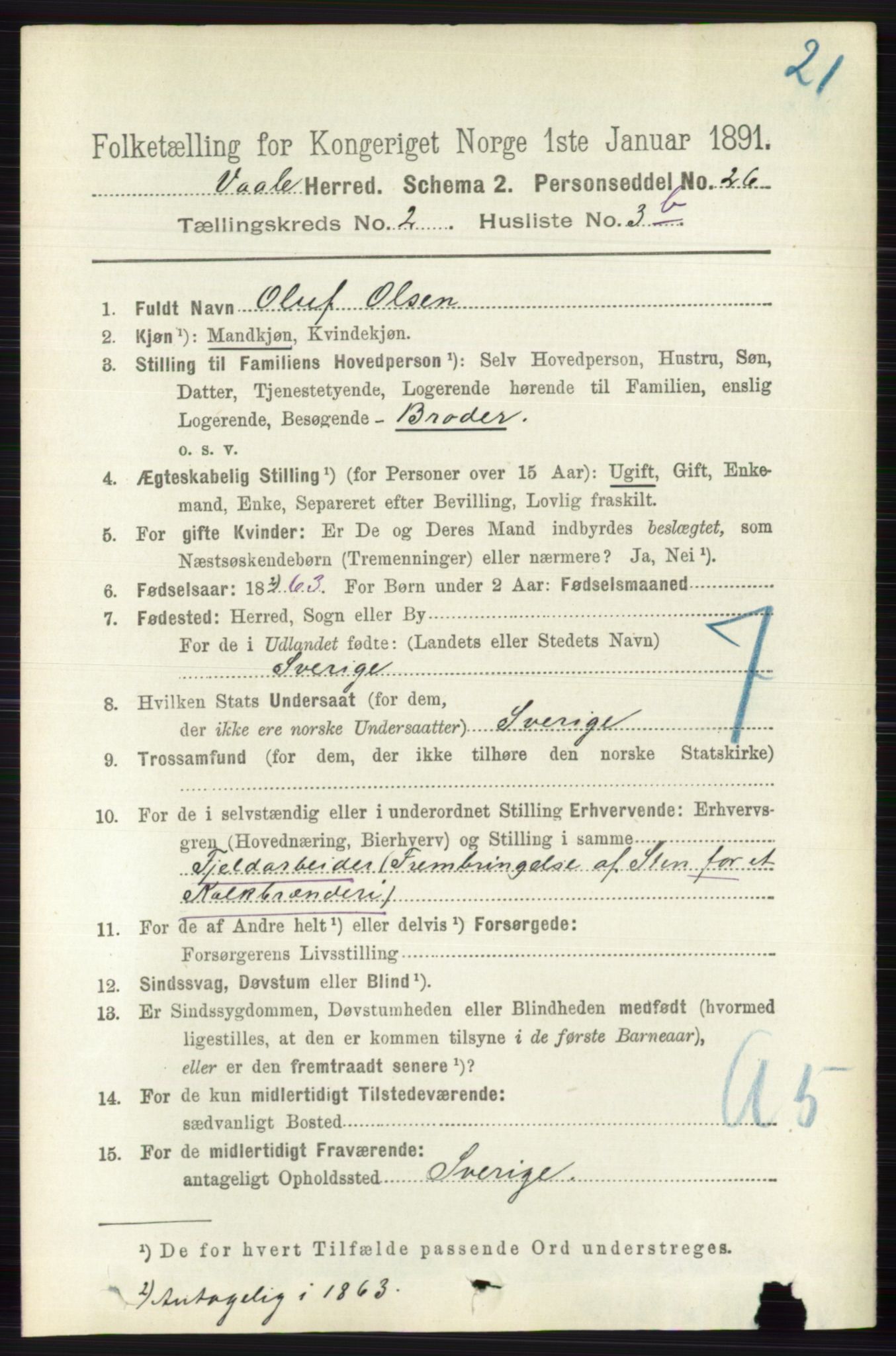 RA, 1891 census for 0716 Våle, 1891, p. 480