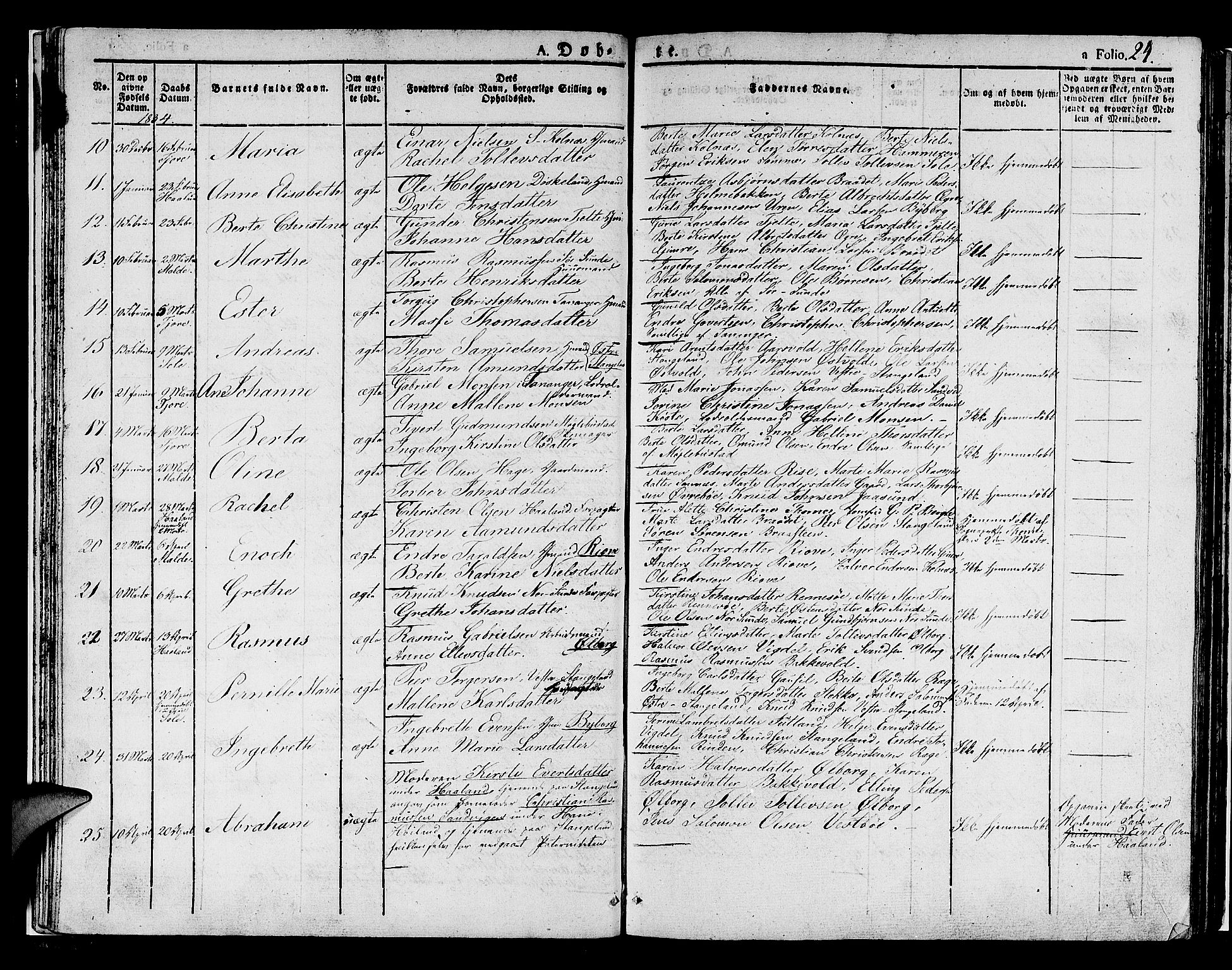 Håland sokneprestkontor, AV/SAST-A-101802/001/30BA/L0005: Parish register (official) no. A 5, 1829-1841, p. 24