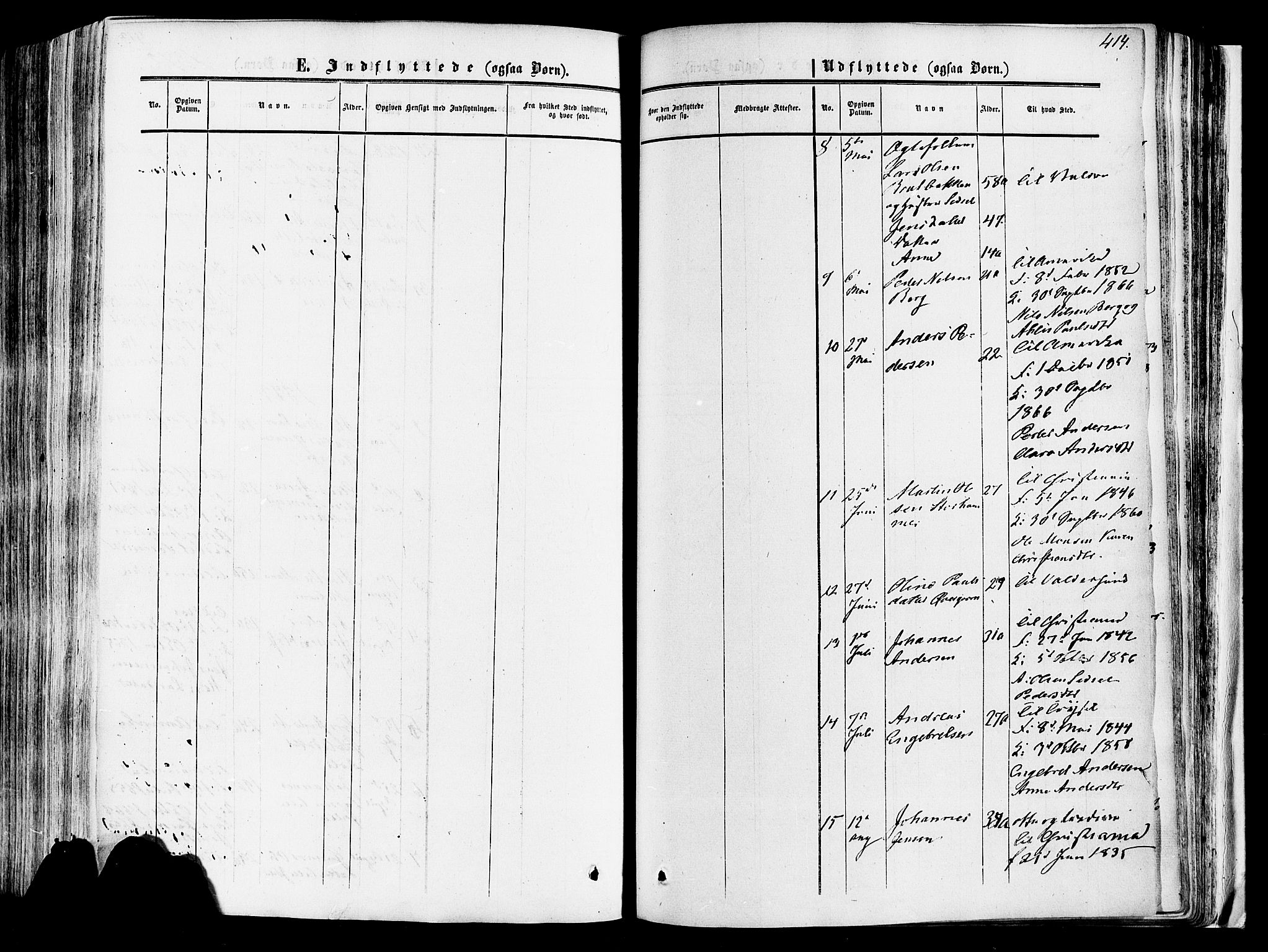 Vang prestekontor, Hedmark, SAH/PREST-008/H/Ha/Haa/L0013: Parish register (official) no. 13, 1855-1879, p. 414