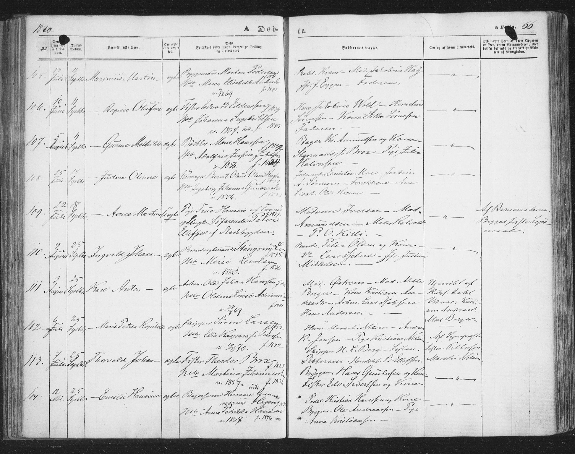 Tromsø sokneprestkontor/stiftsprosti/domprosti, SATØ/S-1343/G/Ga/L0012kirke: Parish register (official) no. 12, 1865-1871, p. 66