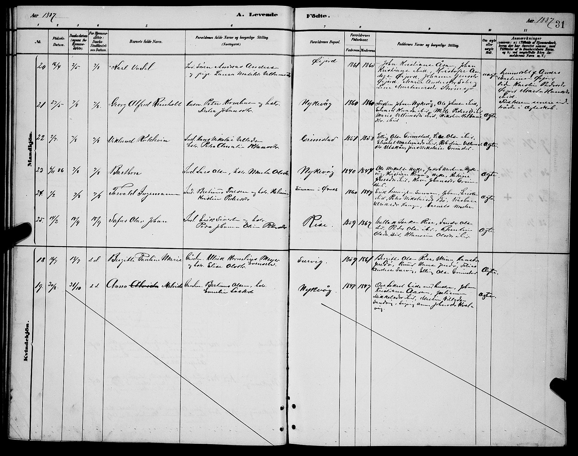 Ministerialprotokoller, klokkerbøker og fødselsregistre - Nordland, AV/SAT-A-1459/892/L1325: Parish register (copy) no. 892C02, 1878-1896, p. 31