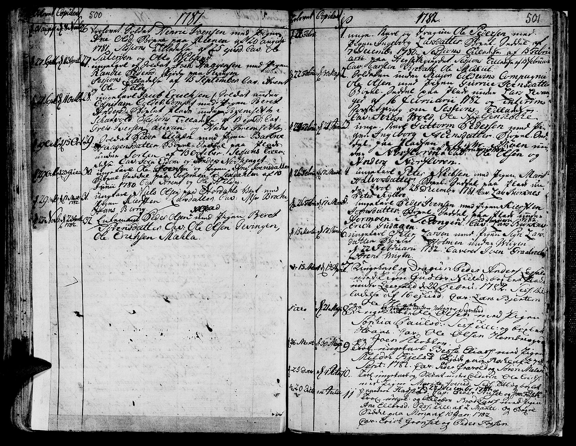 Ministerialprotokoller, klokkerbøker og fødselsregistre - Nord-Trøndelag, SAT/A-1458/709/L0059: Parish register (official) no. 709A06, 1781-1797, p. 500-501