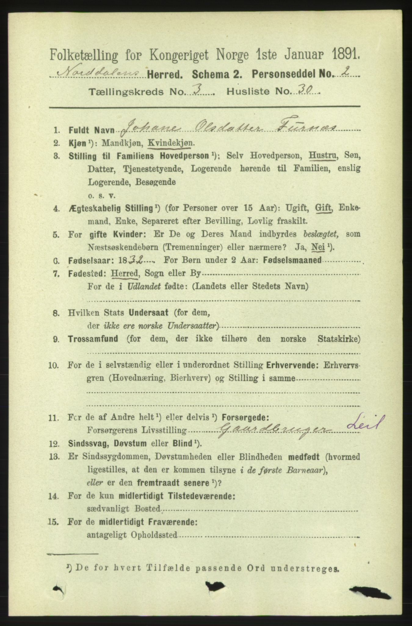 RA, 1891 census for 1524 Norddal, 1891, p. 746