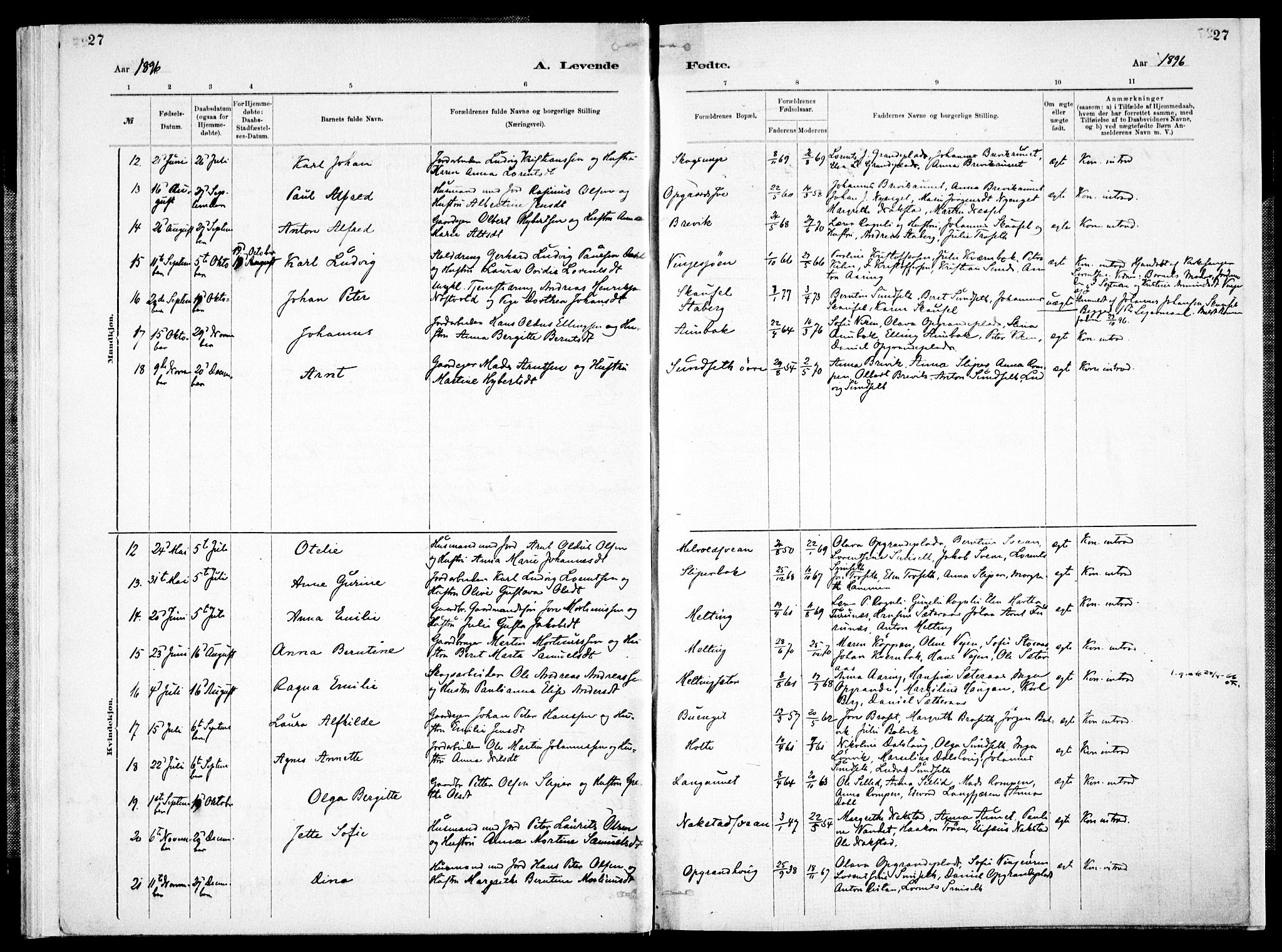 Ministerialprotokoller, klokkerbøker og fødselsregistre - Nord-Trøndelag, AV/SAT-A-1458/733/L0325: Parish register (official) no. 733A04, 1884-1908, p. 27