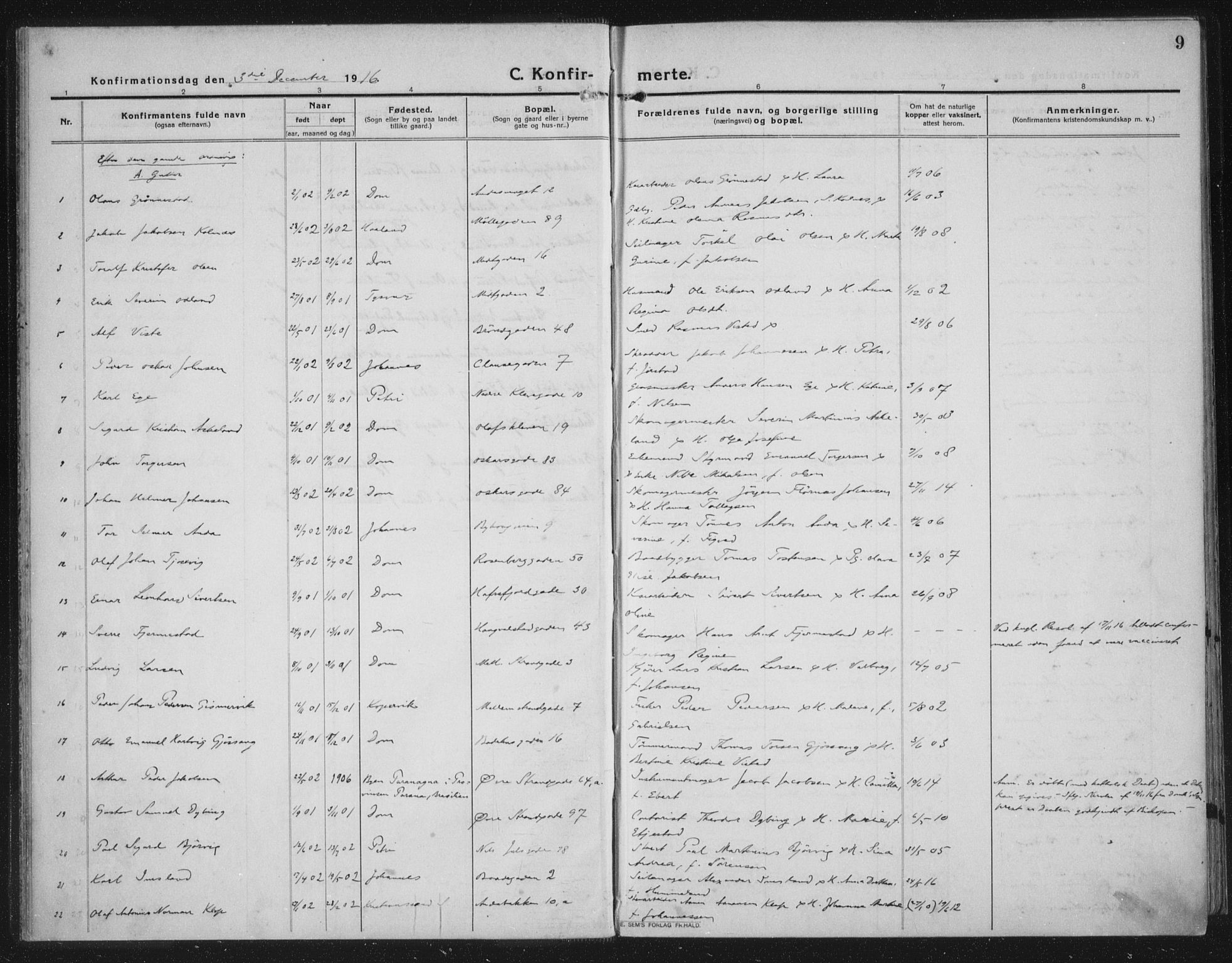 Domkirken sokneprestkontor, AV/SAST-A-101812/002/A/L0019: Parish register (official) no. A 35, 1916-1932, p. 9