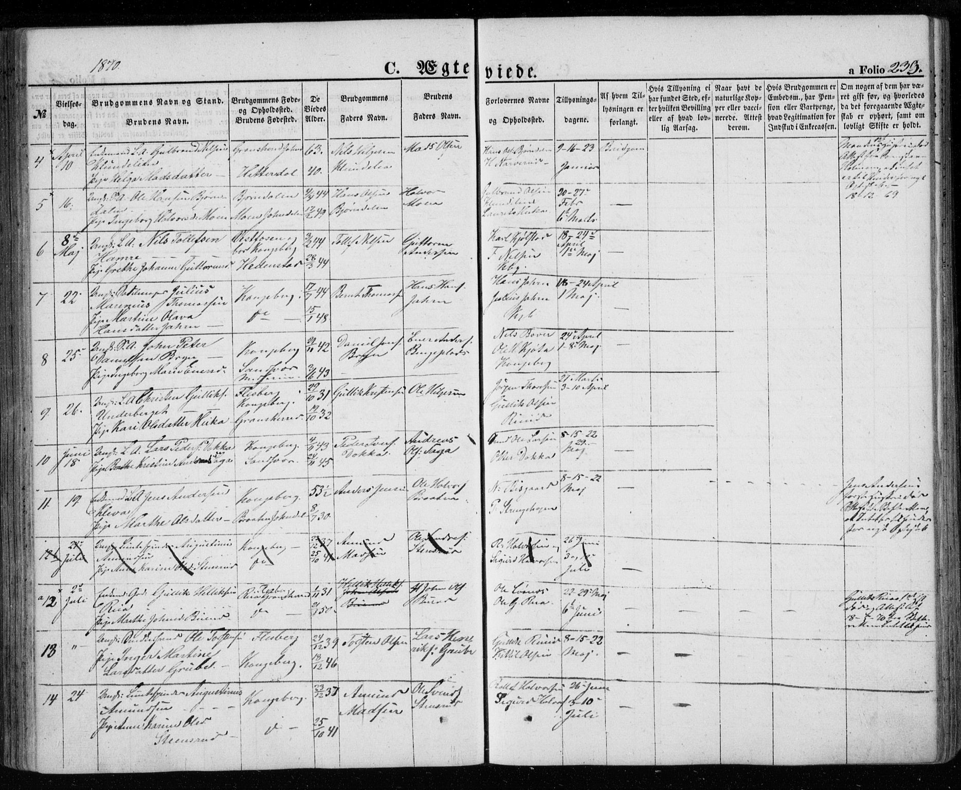 Kongsberg kirkebøker, AV/SAKO-A-22/G/Ga/L0003: Parish register (copy) no. 3, 1859-1875, p. 233