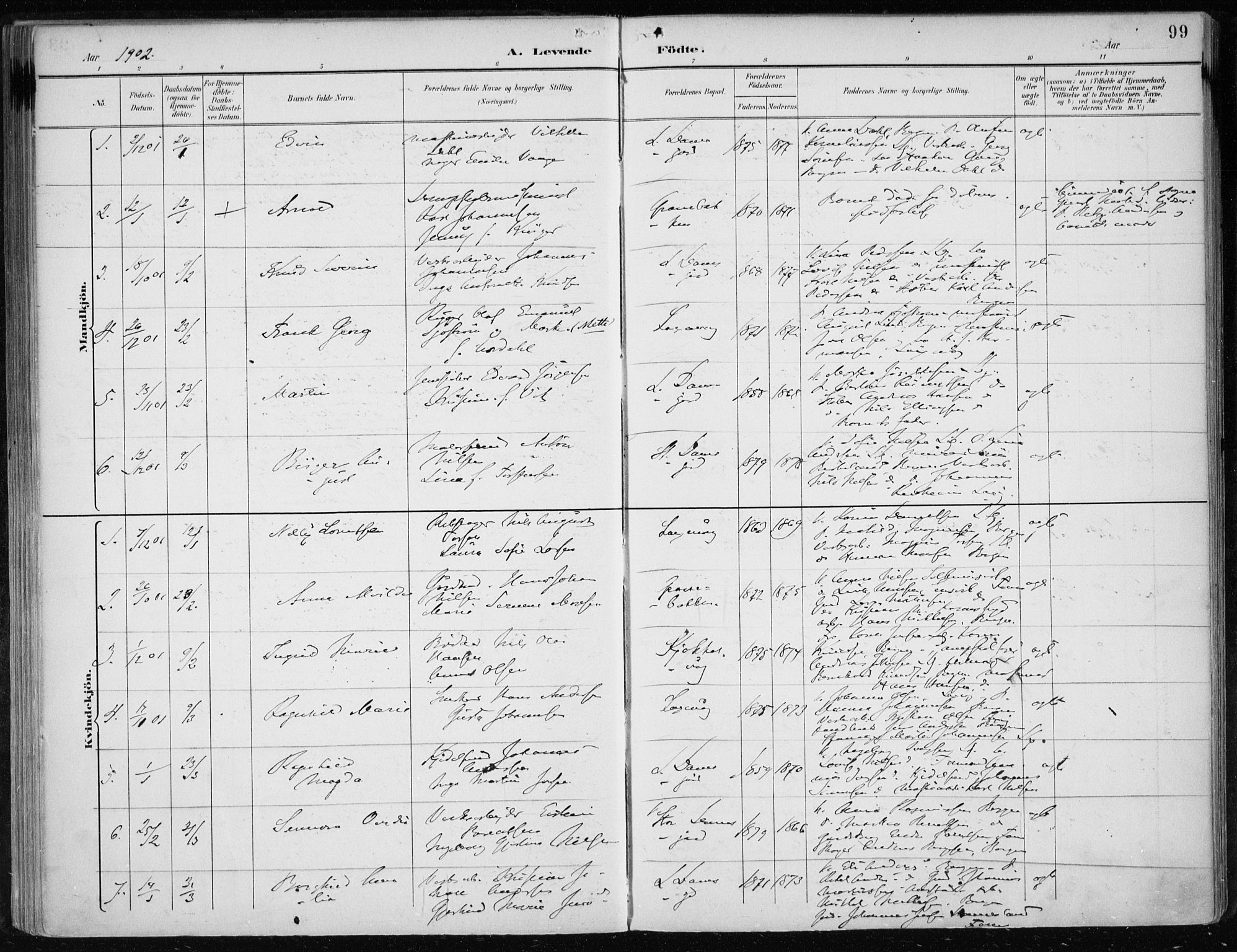 Askøy Sokneprestembete, AV/SAB-A-74101/H/Ha/Haa/Haae/L0003: Parish register (official) no. E 3, 1891-1903, p. 99