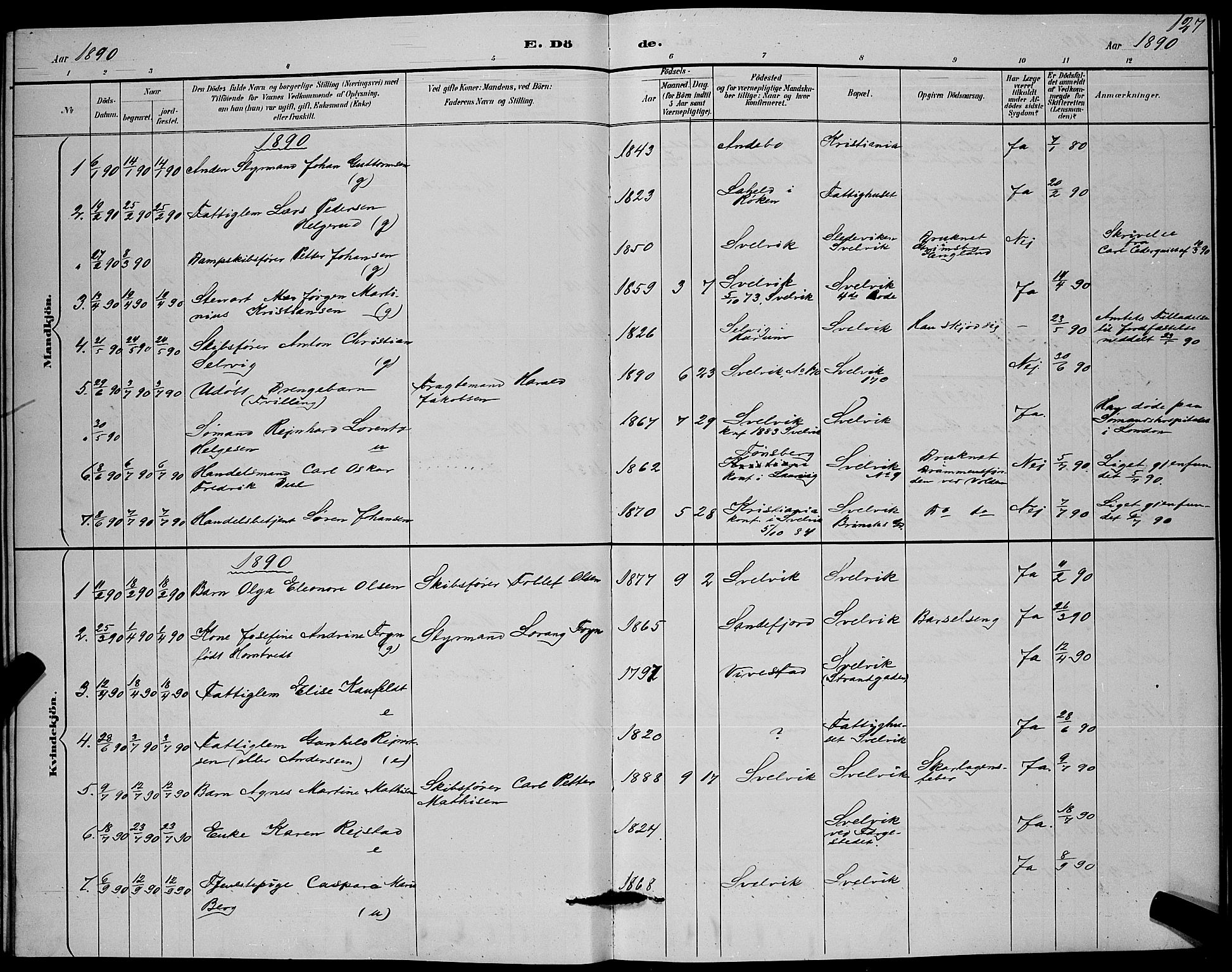 Strømm kirkebøker, AV/SAKO-A-322/G/Gb/L0001: Parish register (copy) no. II 1, 1889-1896, p. 127