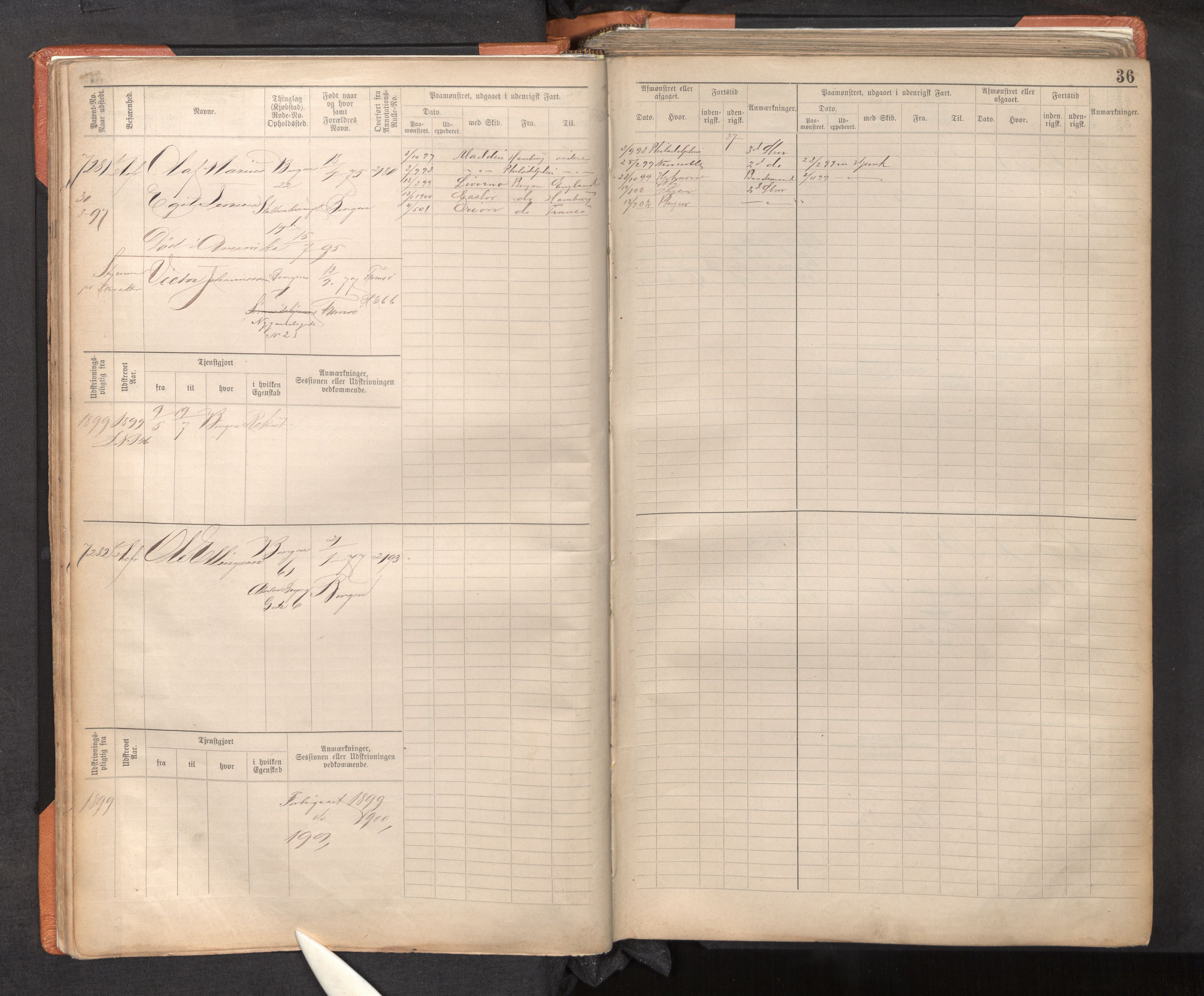 Innrulleringssjefen i Bergen, AV/SAB-A-100050/F/Fc/L0012: Sjøfartshovedrulle, nr. 7211 - 8168, 1895-1900, p. 36