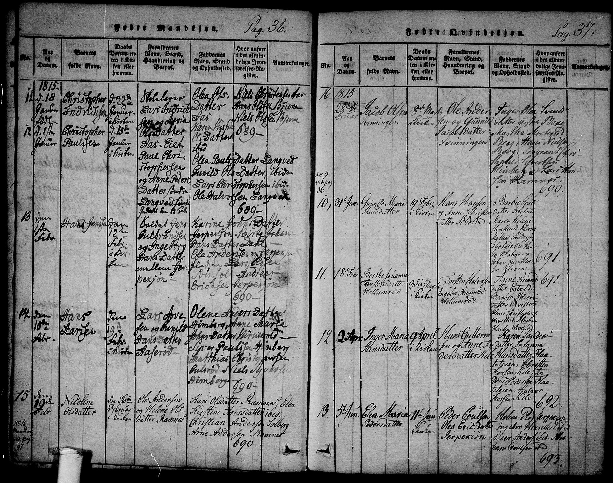 Ramnes kirkebøker, SAKO/A-314/F/Fa/L0004: Parish register (official) no. I 4, 1813-1840, p. 36-37