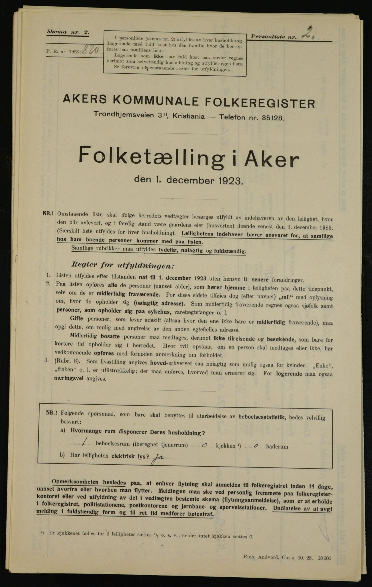 , Municipal Census 1923 for Aker, 1923, p. 41666