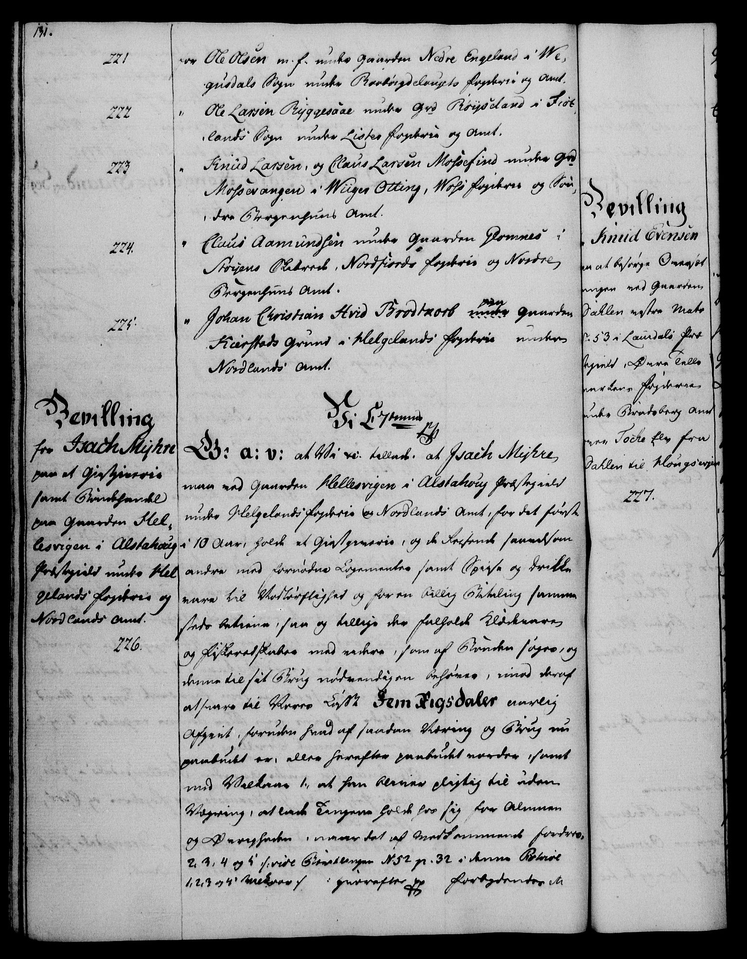 Rentekammeret, Kammerkanselliet, AV/RA-EA-3111/G/Gg/Gga/L0016: Norsk ekspedisjonsprotokoll med register (merket RK 53.16), 1794-1800, p. 131