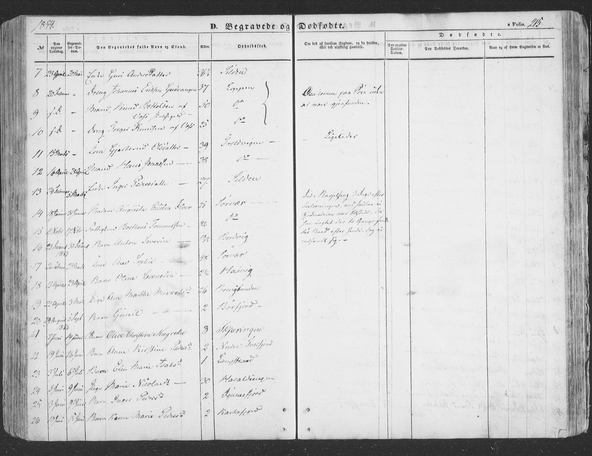 Loppa sokneprestkontor, AV/SATØ-S-1339/H/Ha/L0004kirke: Parish register (official) no. 4, 1849-1868, p. 215