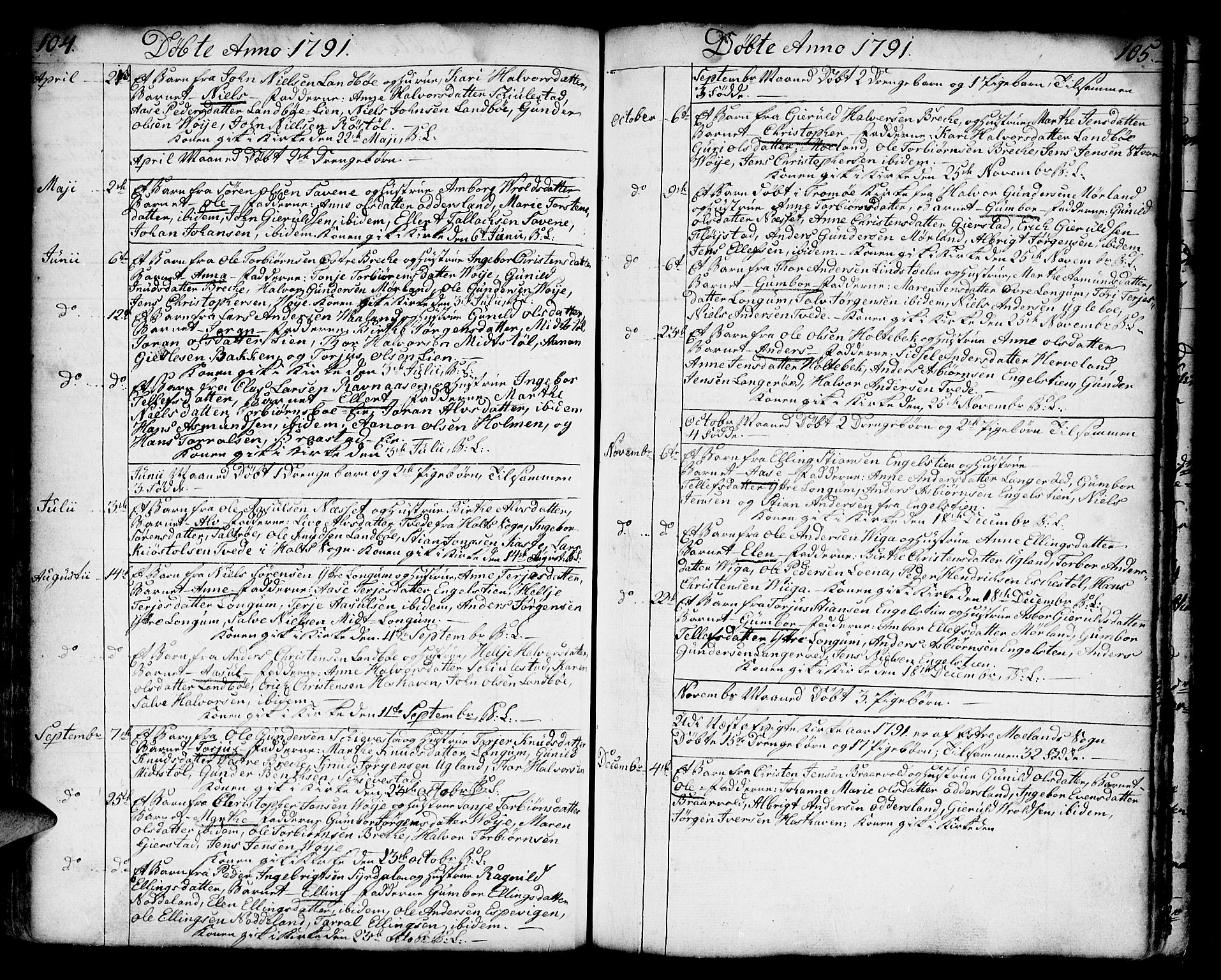 Austre Moland sokneprestkontor, SAK/1111-0001/F/Fa/Faa/L0002: Parish register (official) no. A 2, 1747-1808, p. 104-105