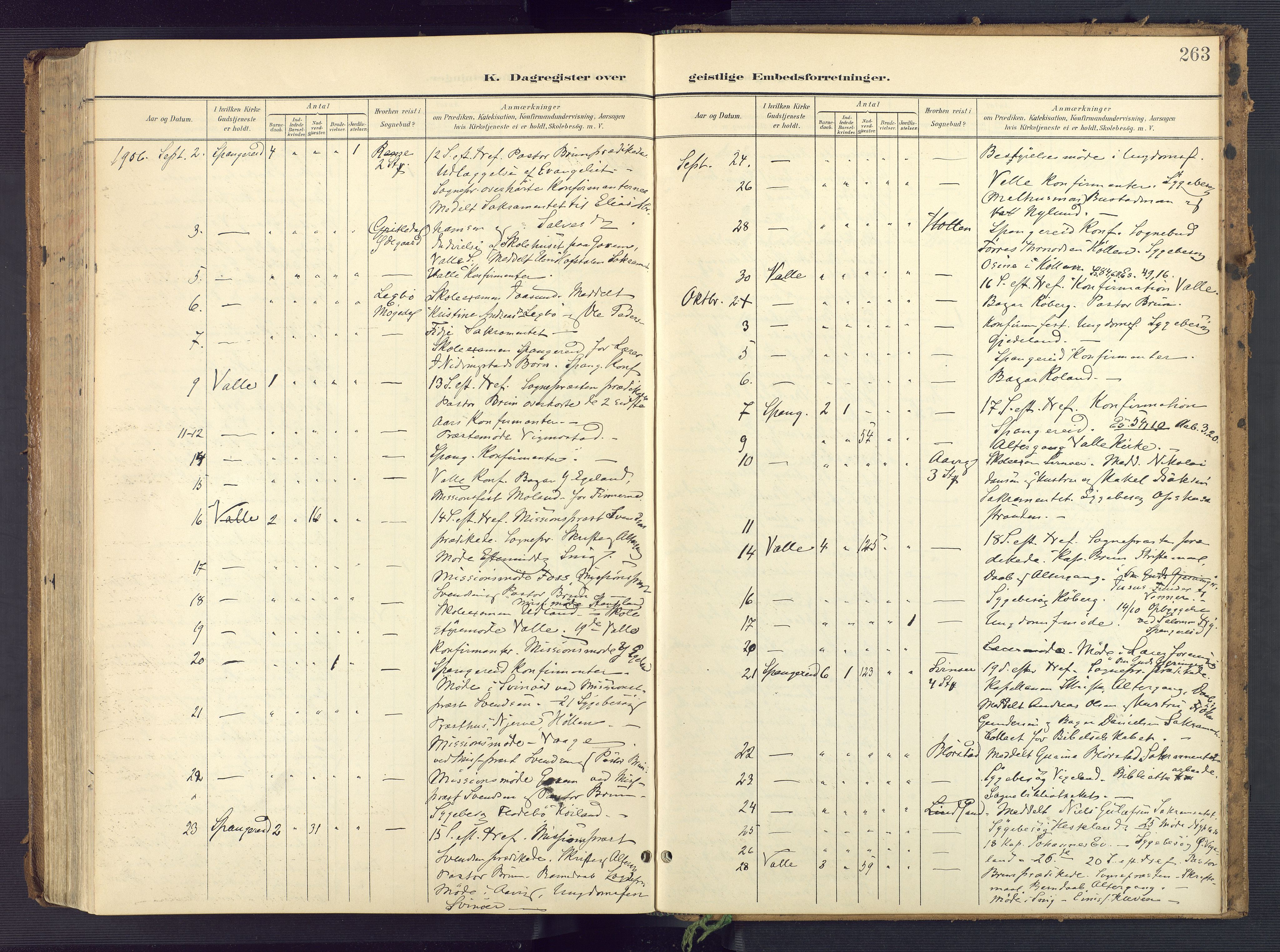 Sør-Audnedal sokneprestkontor, AV/SAK-1111-0039/F/Fa/Faa/L0005: Parish register (official) no. A 5, 1900-1923, p. 263