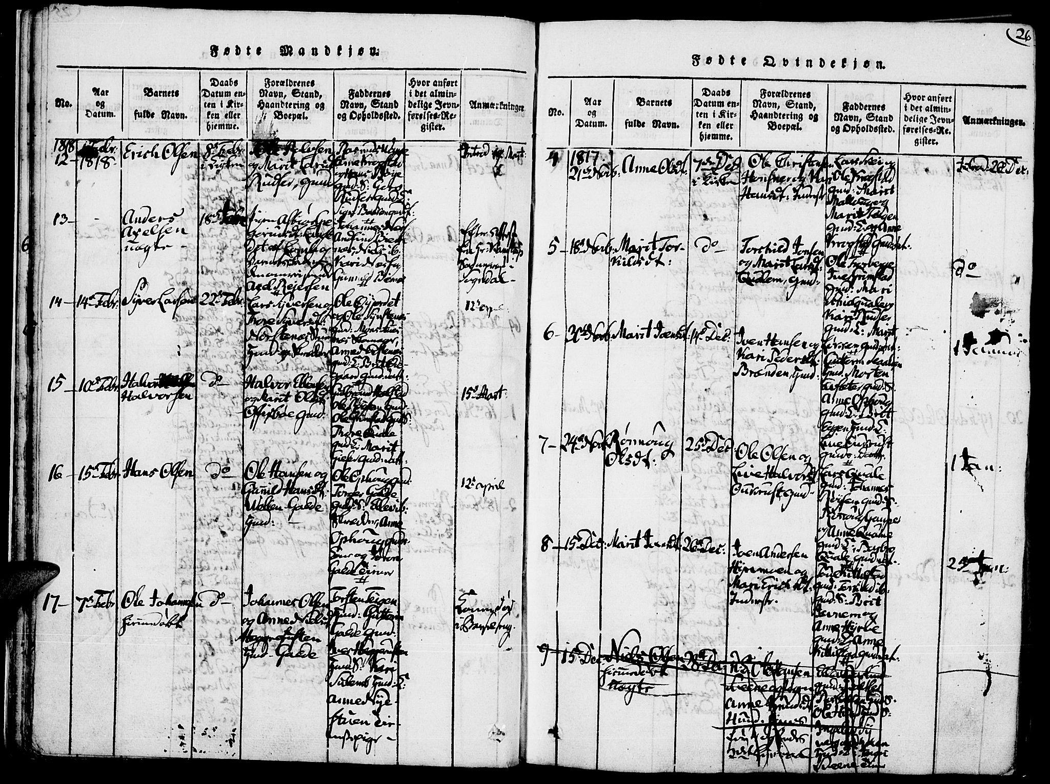 Lom prestekontor, SAH/PREST-070/K/L0004: Parish register (official) no. 4, 1815-1825, p. 26