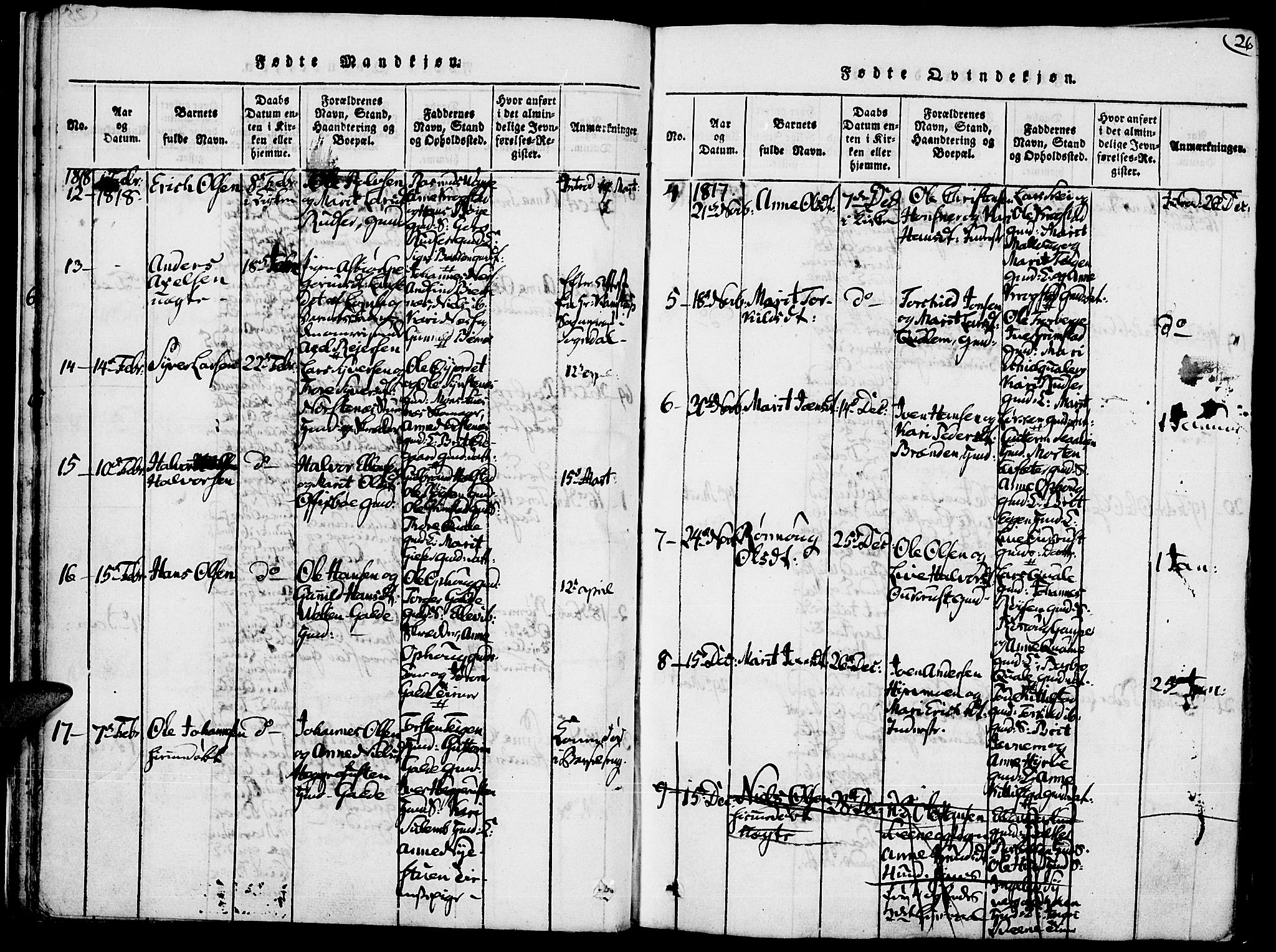 Lom prestekontor, AV/SAH-PREST-070/K/L0004: Parish register (official) no. 4, 1815-1825, p. 26