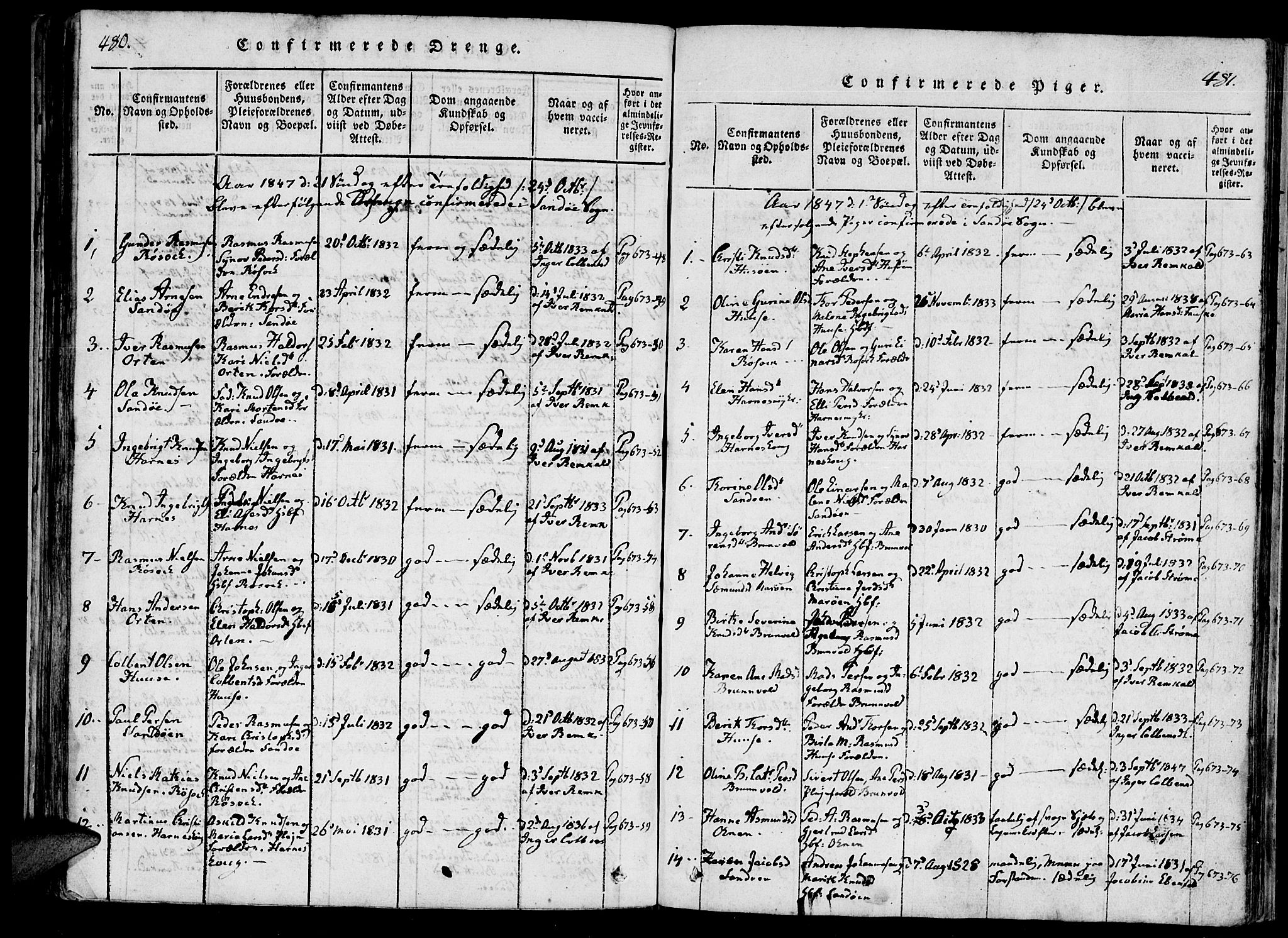 Ministerialprotokoller, klokkerbøker og fødselsregistre - Møre og Romsdal, AV/SAT-A-1454/561/L0727: Parish register (official) no. 561A01, 1817-1858, p. 480-481