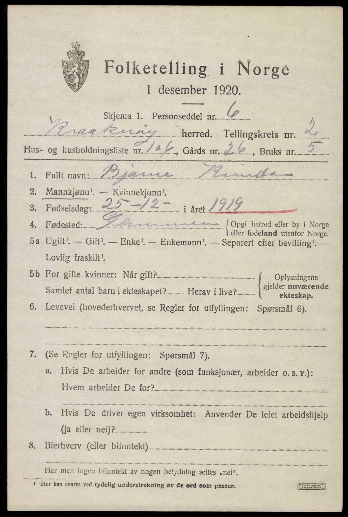 SAO, 1920 census for Kråkerøy, 1920, p. 4332