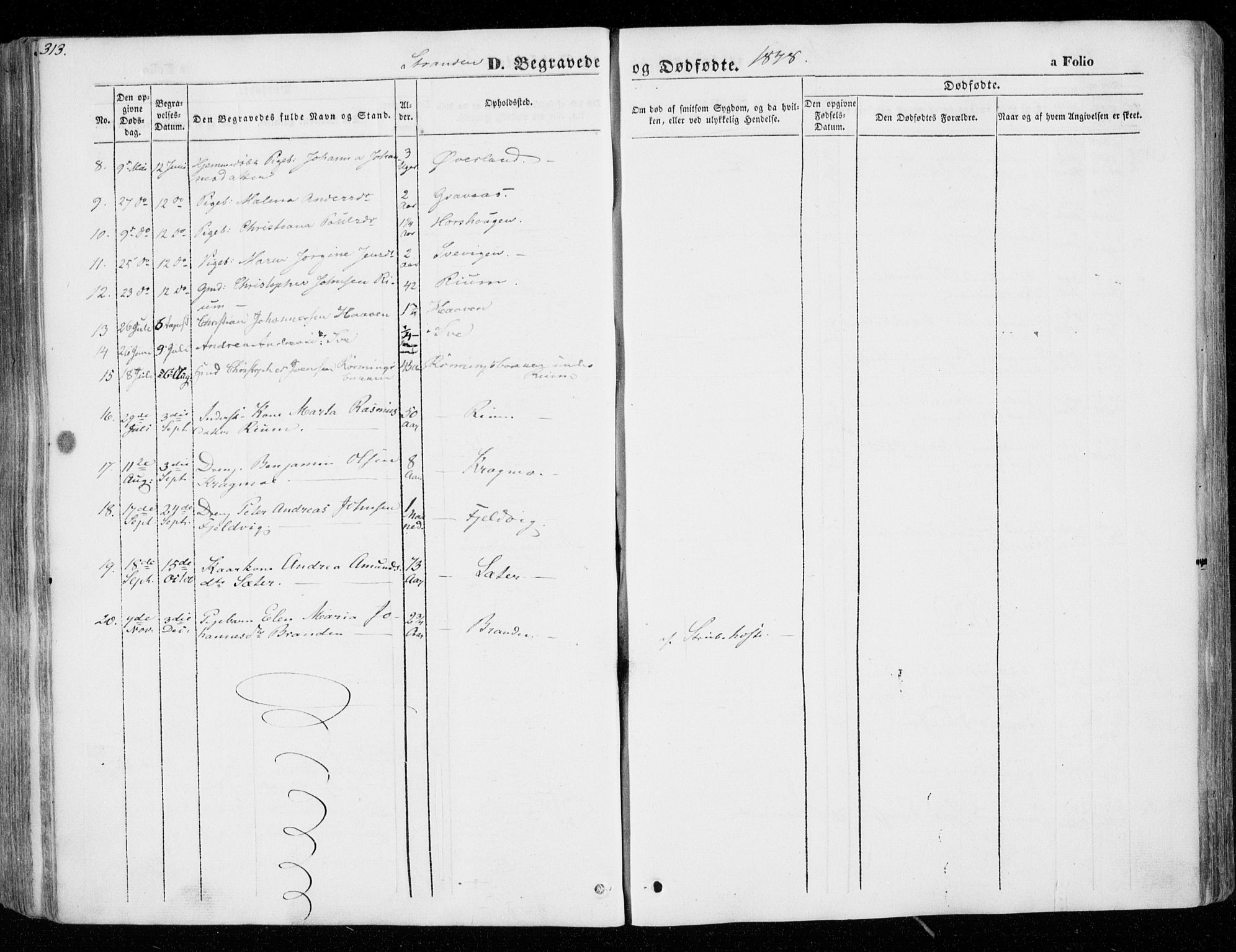 Ministerialprotokoller, klokkerbøker og fødselsregistre - Nord-Trøndelag, SAT/A-1458/701/L0007: Parish register (official) no. 701A07 /2, 1842-1854, p. 313