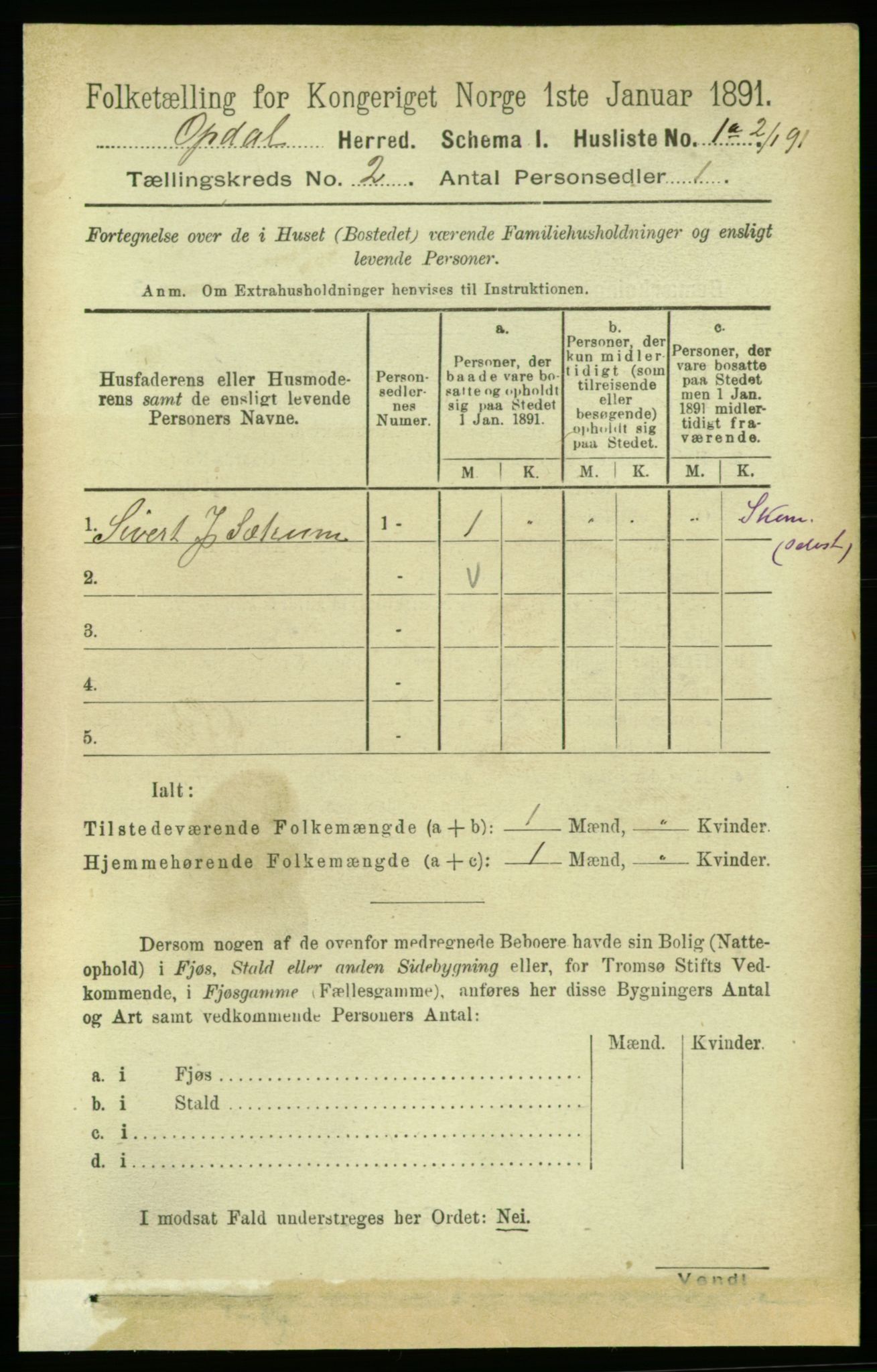 RA, 1891 census for 1634 Oppdal, 1891, p. 654