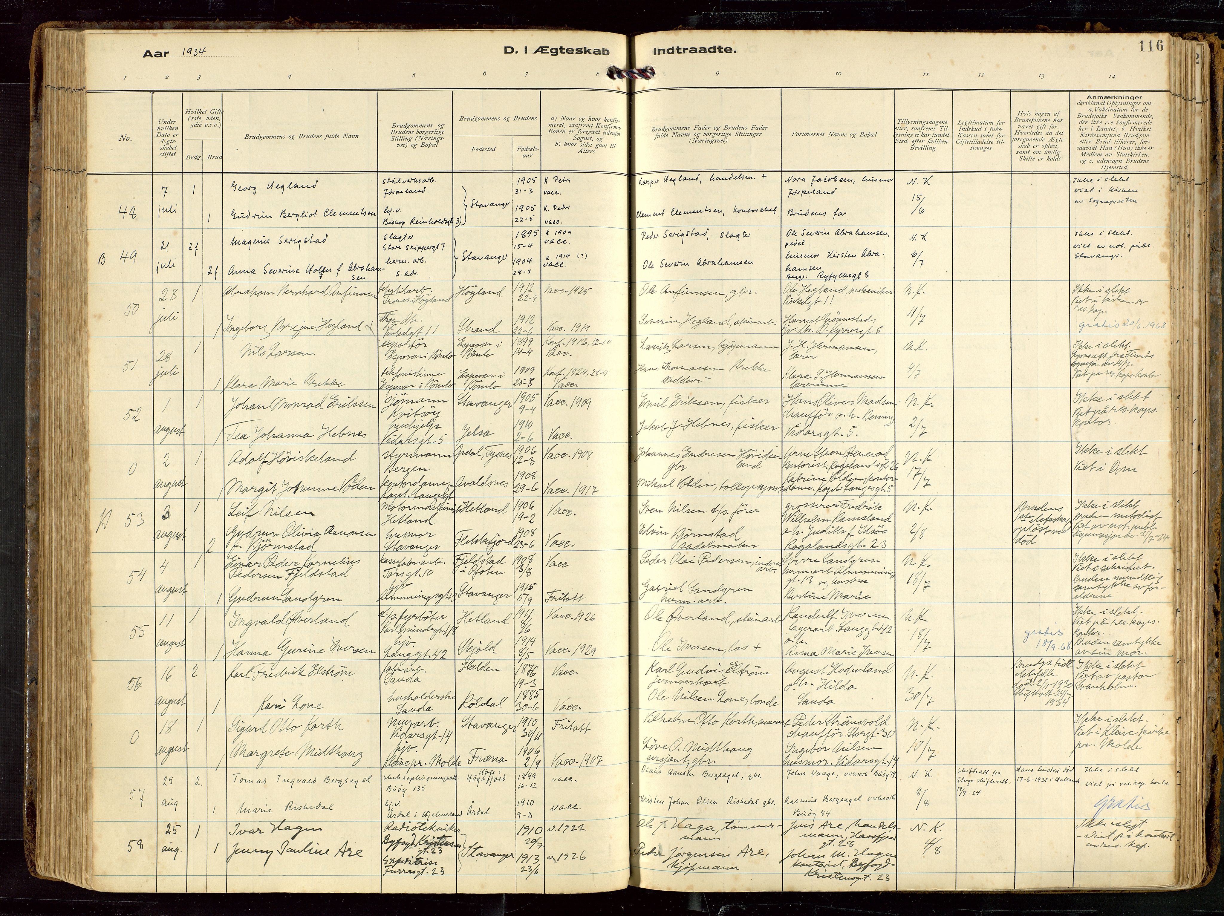 St. Petri sokneprestkontor, AV/SAST-A-101813/002/D/L0002: Parish register (official) no. A 27, 1921-1942, p. 116