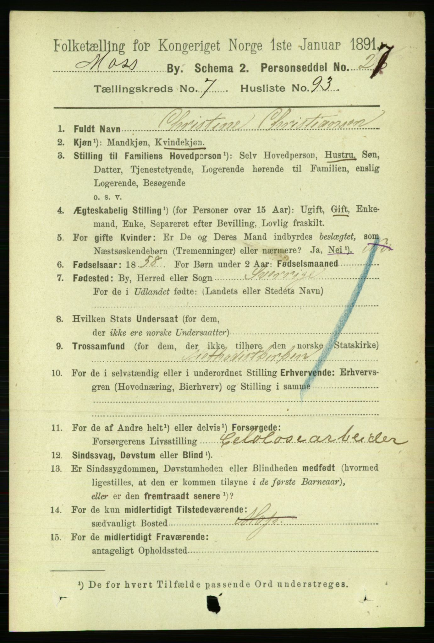 RA, 1891 census for 0104 Moss, 1891, p. 4705