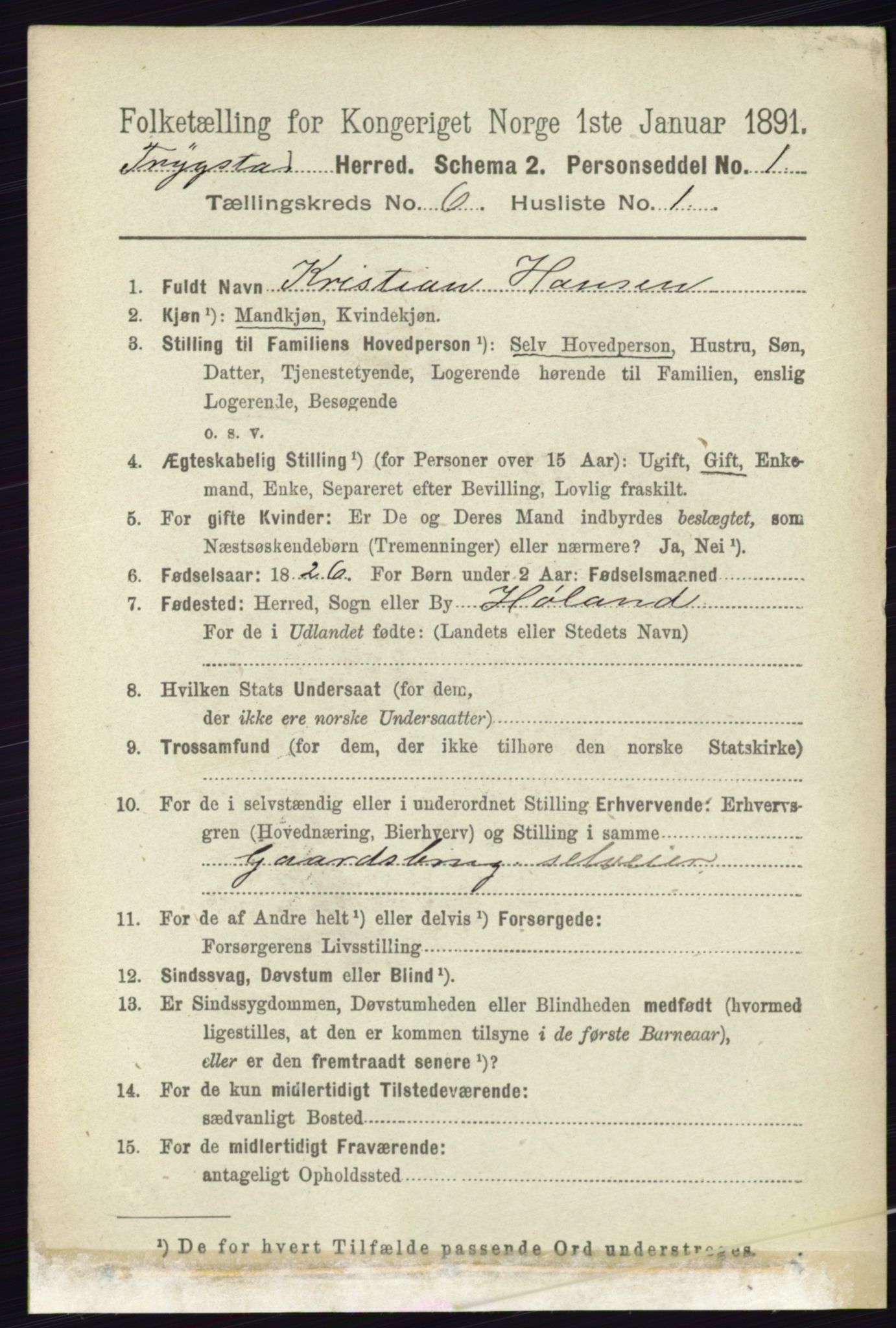 RA, 1891 Census for 0122 Trøgstad, 1891, p. 2489