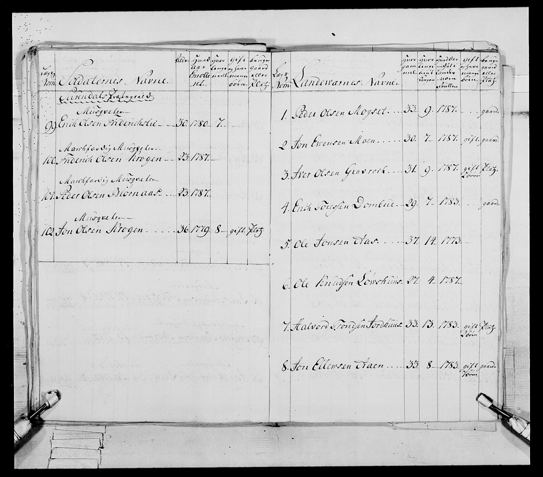 Generalitets- og kommissariatskollegiet, Det kongelige norske kommissariatskollegium, AV/RA-EA-5420/E/Eh/L0079: 2. Trondheimske nasjonale infanteriregiment, 1782-1789, p. 224