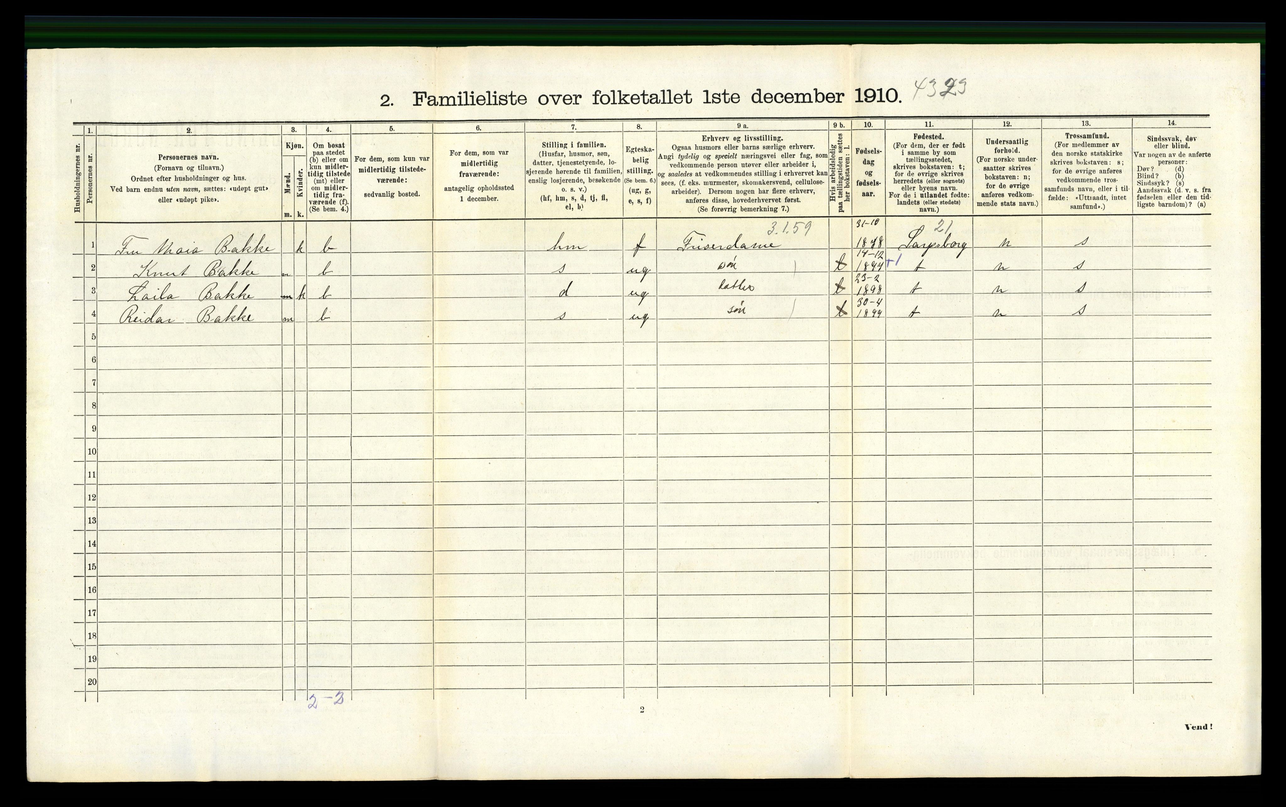 RA, 1910 census for Sandefjord, 1910, p. 1651