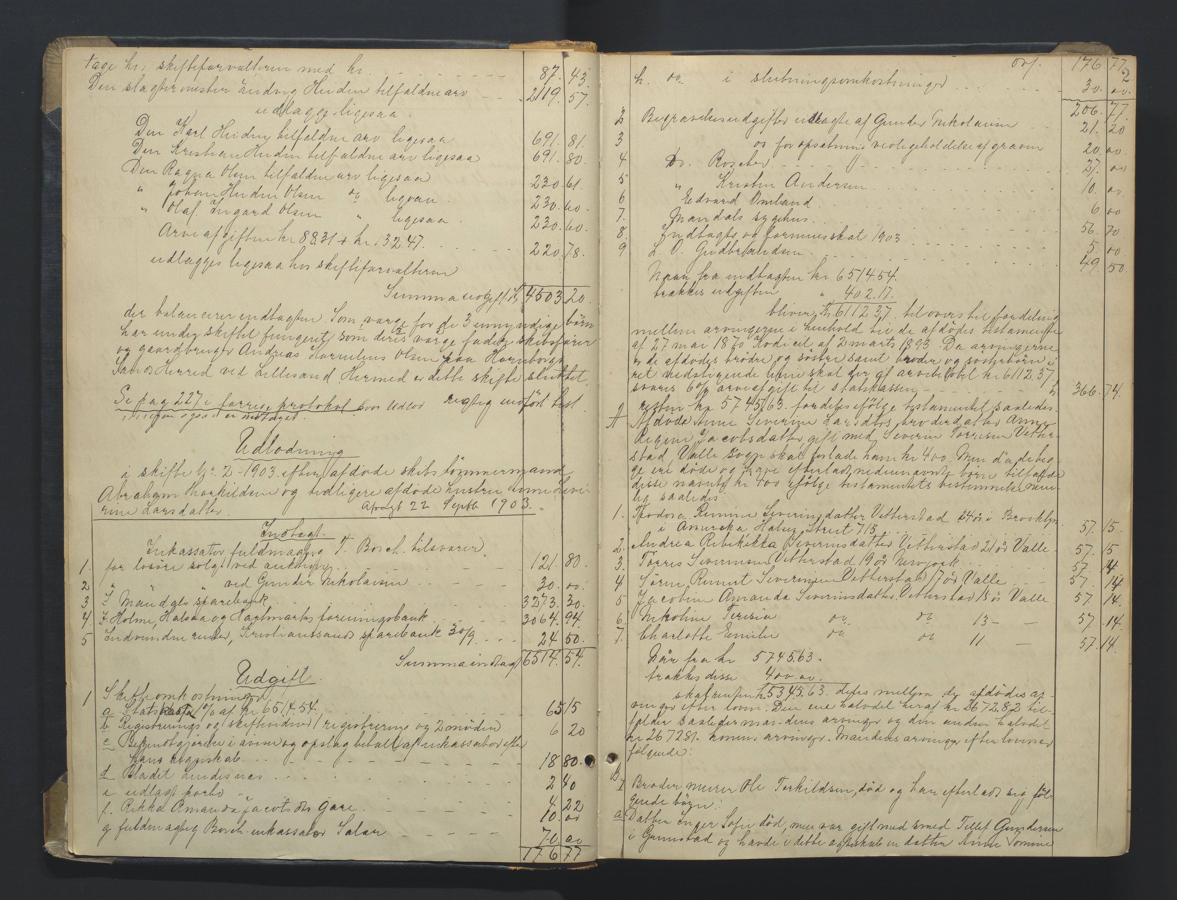 Kristiansand byrett, AV/SAK-1223-0001/H/Hc/L0060: Skifteutlodningsprotokoll nr. 6, med register, 1903-1916, p. 2