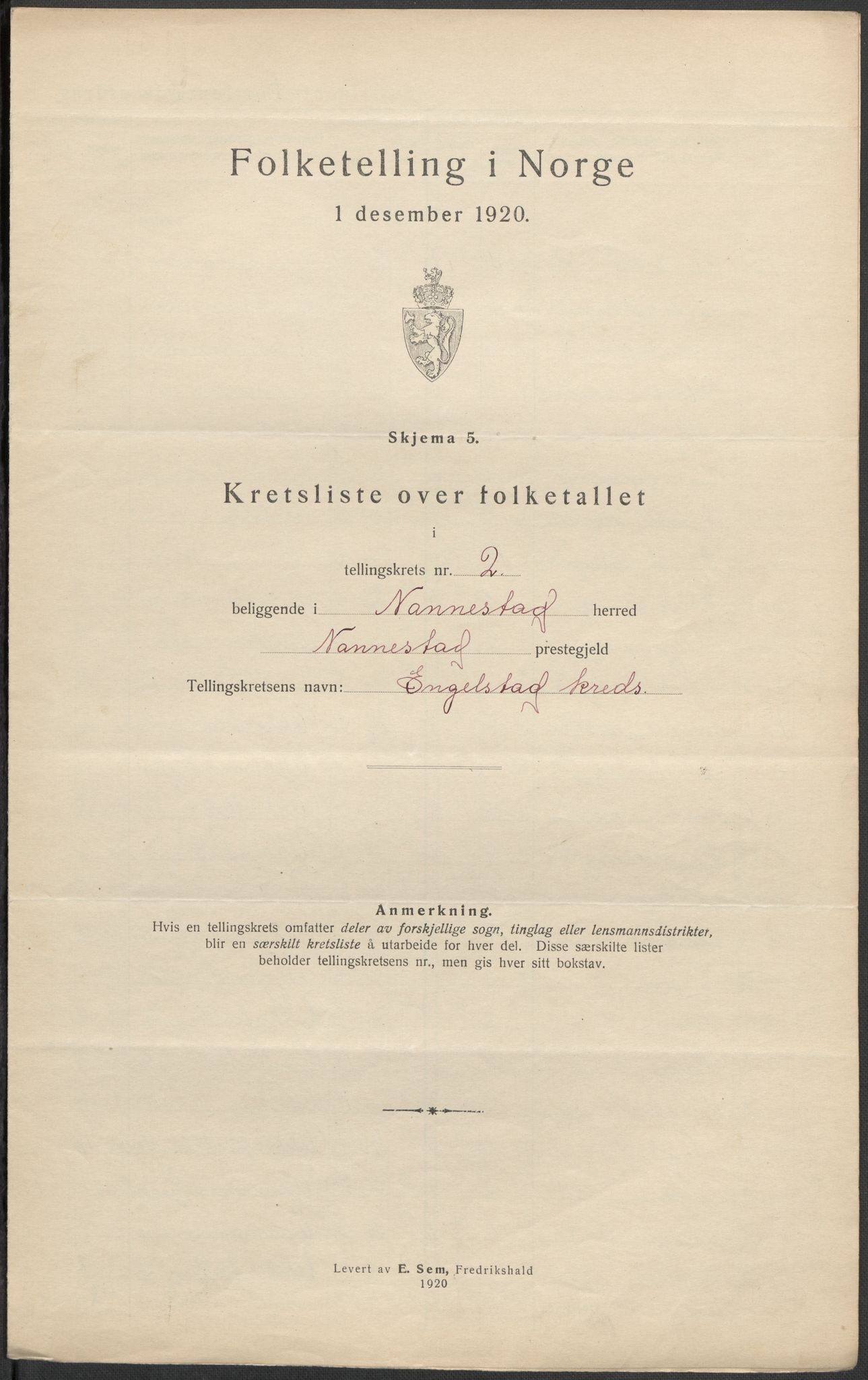 SAO, 1920 census for Nannestad, 1920, p. 11