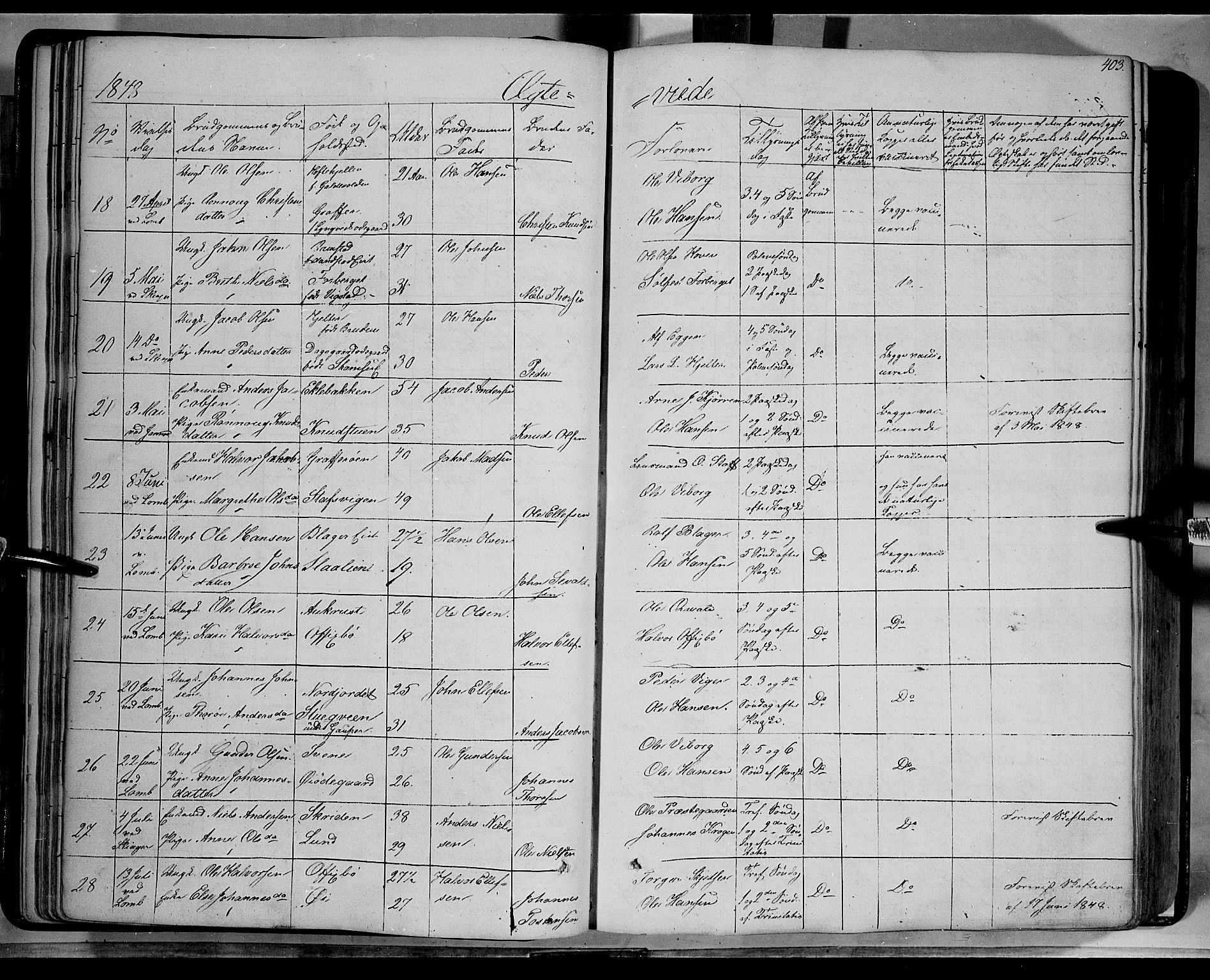 Lom prestekontor, SAH/PREST-070/K/L0006: Parish register (official) no. 6B, 1837-1863, p. 403