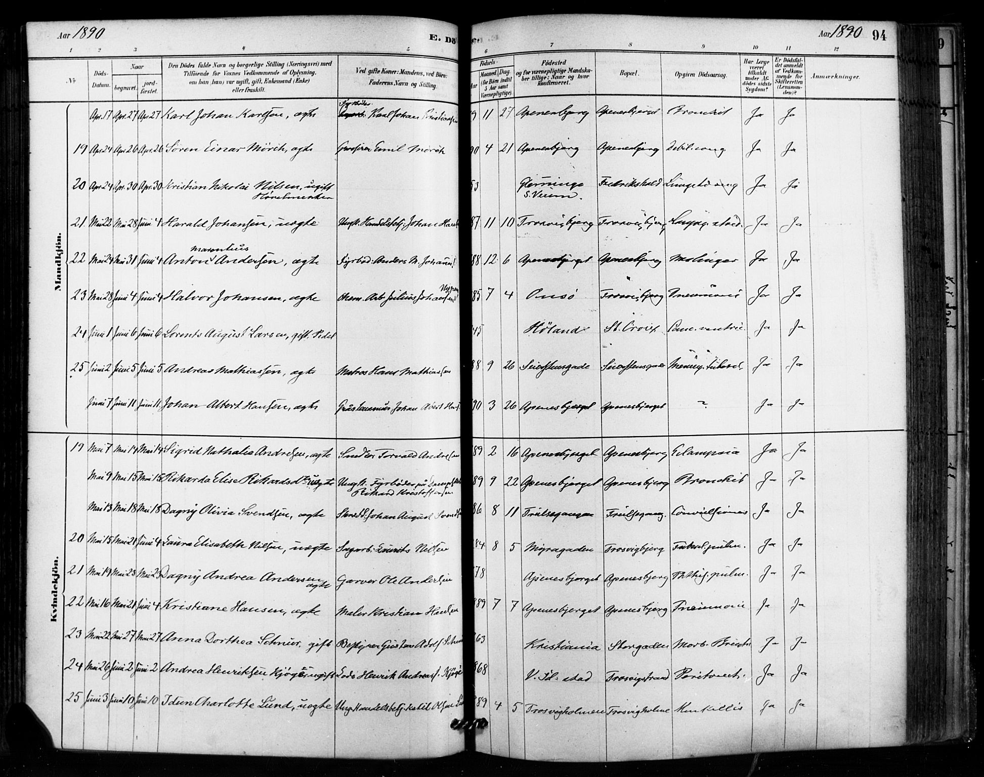 Fredrikstad domkirkes prestekontor Kirkebøker, SAO/A-10906/F/Fa/L0003: Parish register (official) no. 3, 1878-1904, p. 94