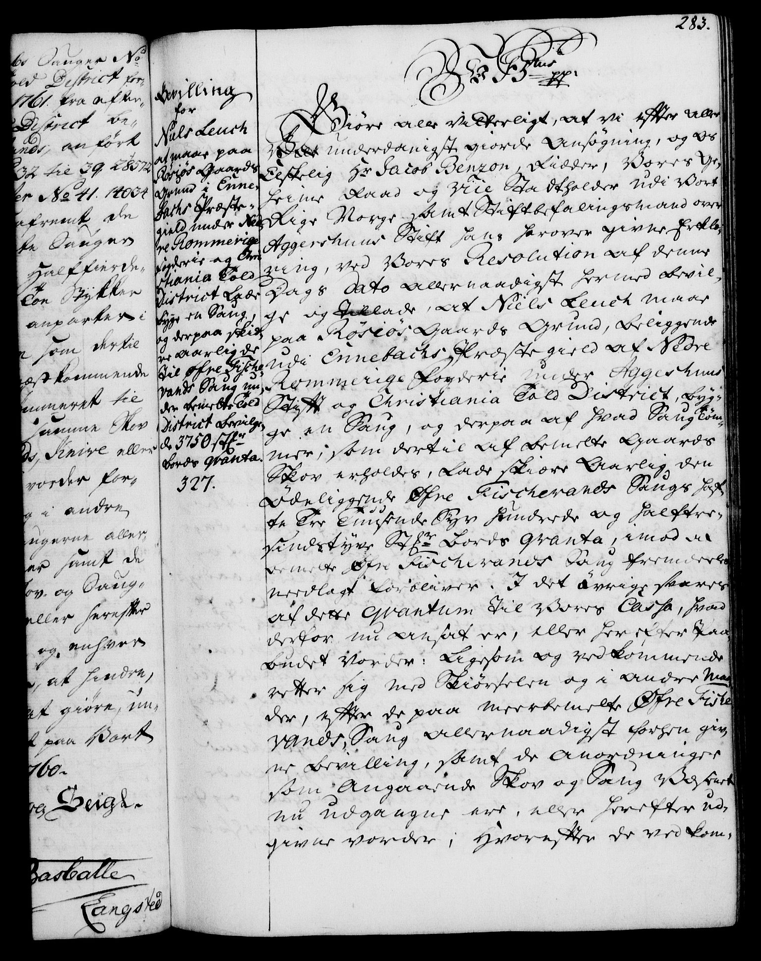Rentekammeret, Kammerkanselliet, RA/EA-3111/G/Gg/Gga/L0007: Norsk ekspedisjonsprotokoll med register (merket RK 53.7), 1759-1768, p. 283