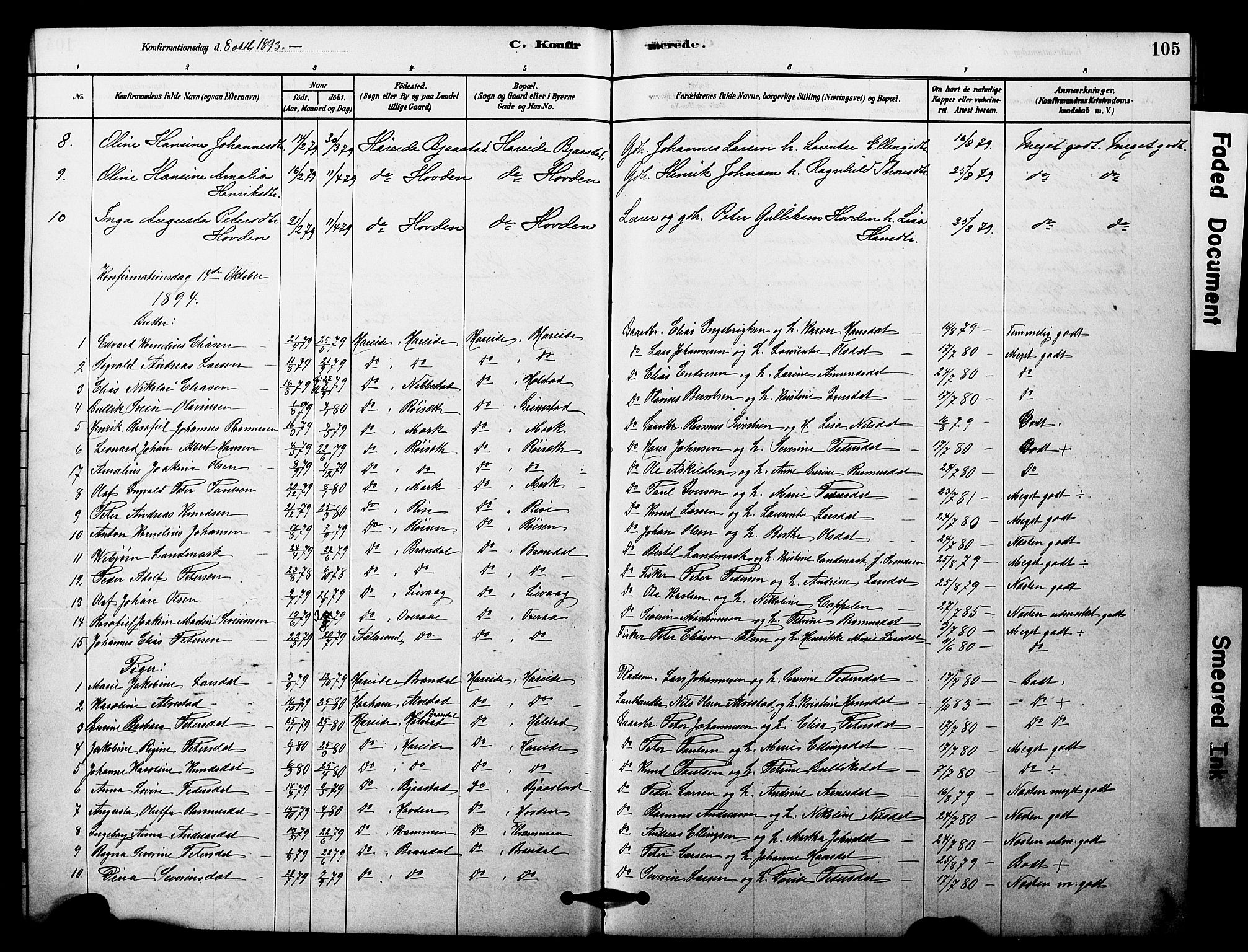 Ministerialprotokoller, klokkerbøker og fødselsregistre - Møre og Romsdal, SAT/A-1454/510/L0122: Parish register (official) no. 510A02, 1878-1897, p. 105