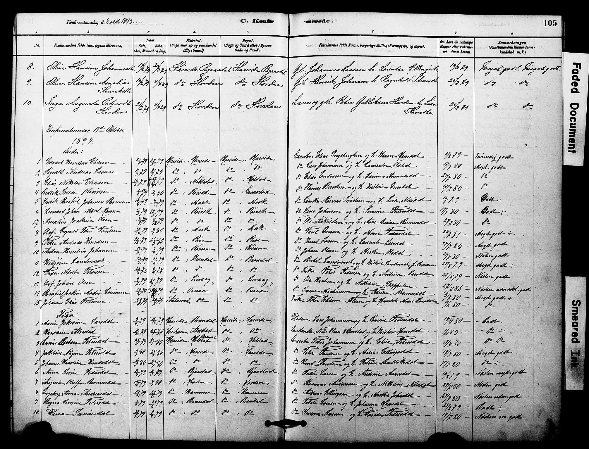 Ministerialprotokoller, klokkerbøker og fødselsregistre - Møre og Romsdal, AV/SAT-A-1454/510/L0122: Parish register (official) no. 510A02, 1878-1897, p. 105