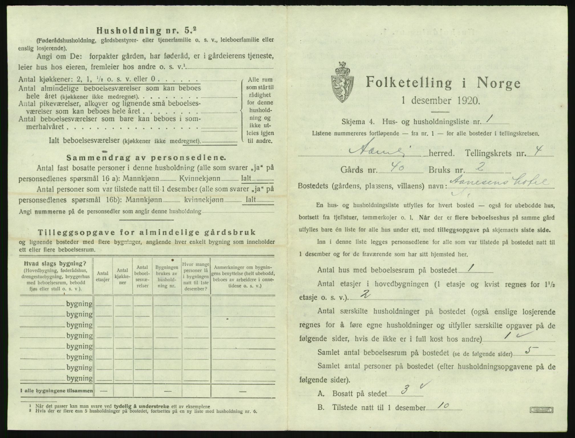 SAK, 1920 census for Åmli, 1920, p. 243