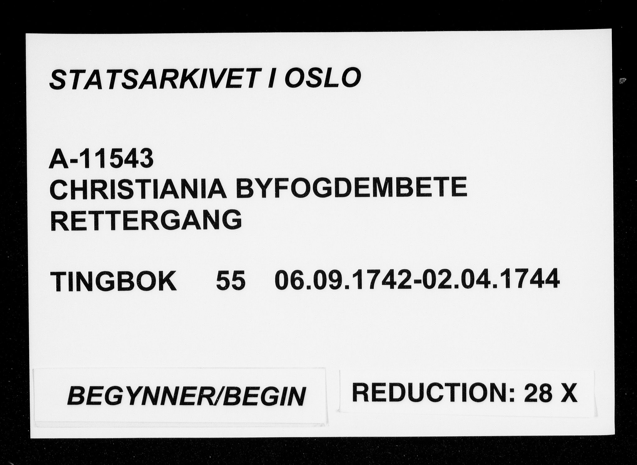 Christiania byfogd, SAO/A-11543/F/Fb/L0055: Tingbok, 1742-1744