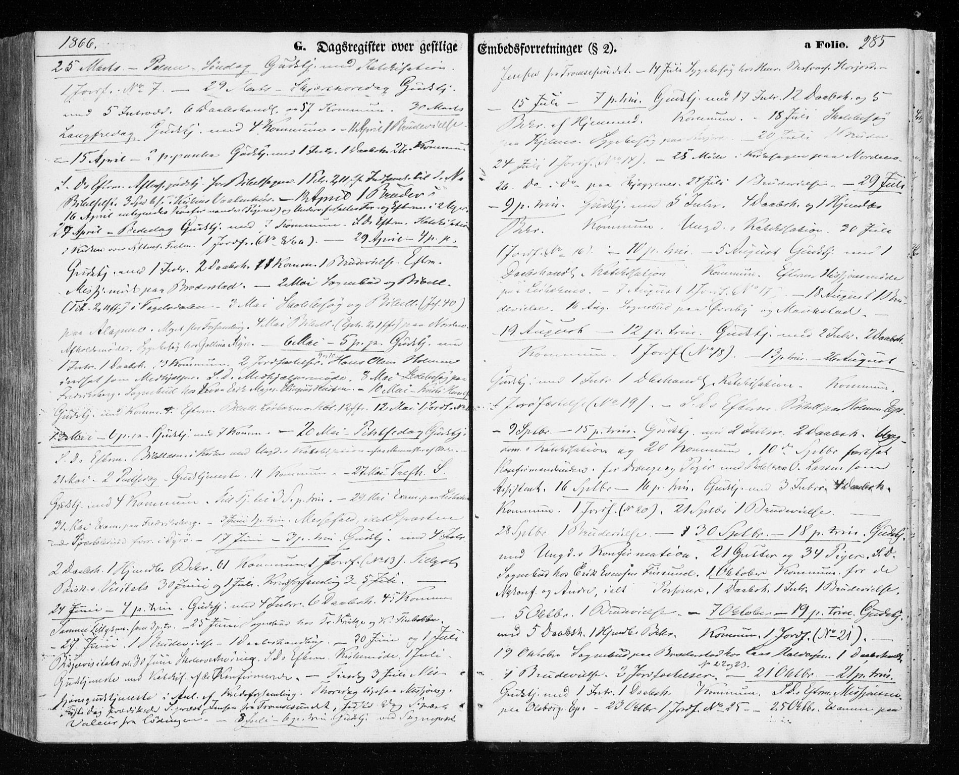 Målselv sokneprestembete, SATØ/S-1311/G/Ga/Gaa/L0004kirke: Parish register (official) no. 4, 1863-1872, p. 285