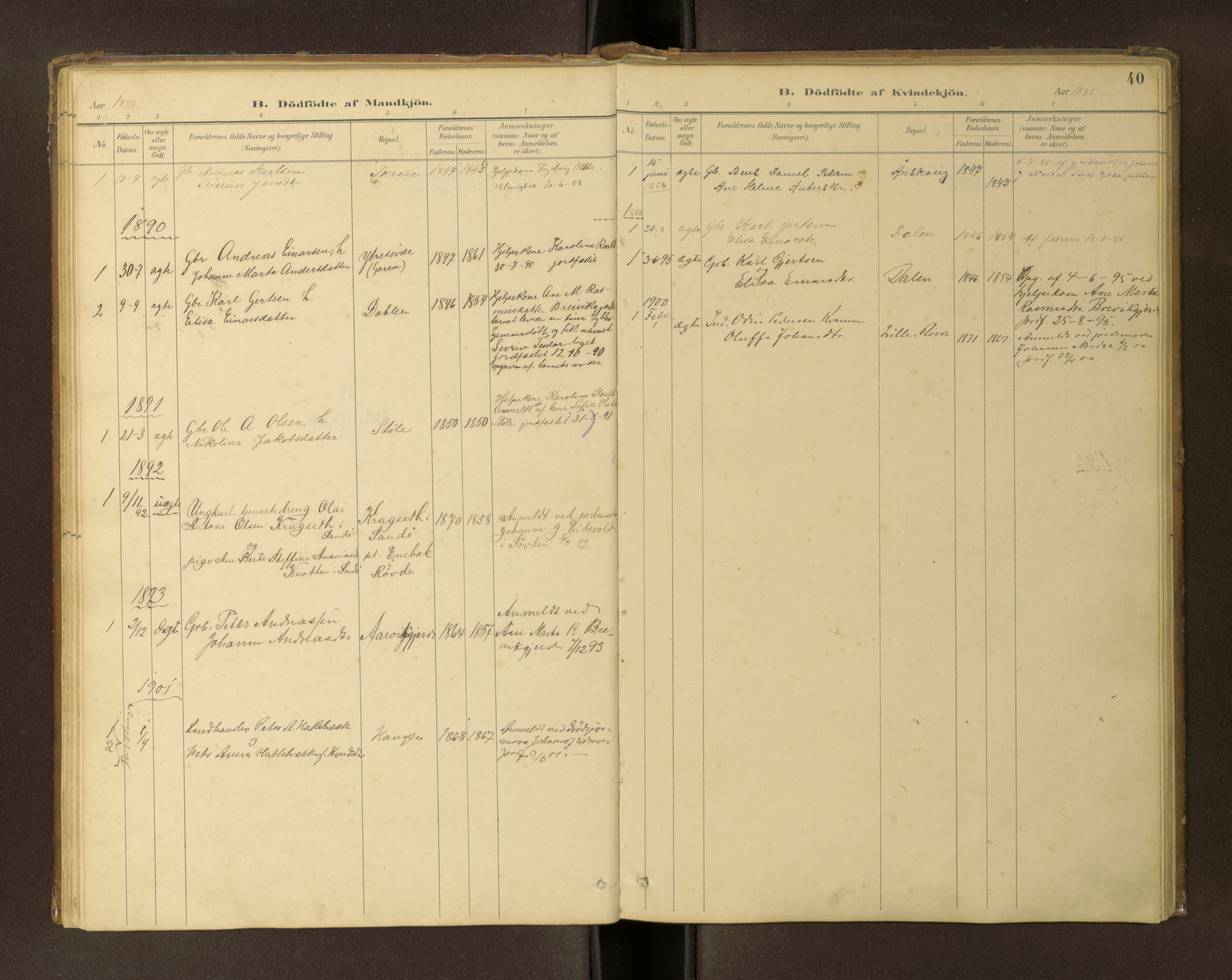 Ministerialprotokoller, klokkerbøker og fødselsregistre - Møre og Romsdal, AV/SAT-A-1454/504/L0060: Parish register (copy) no. 504C02, 1884-1903, p. 40